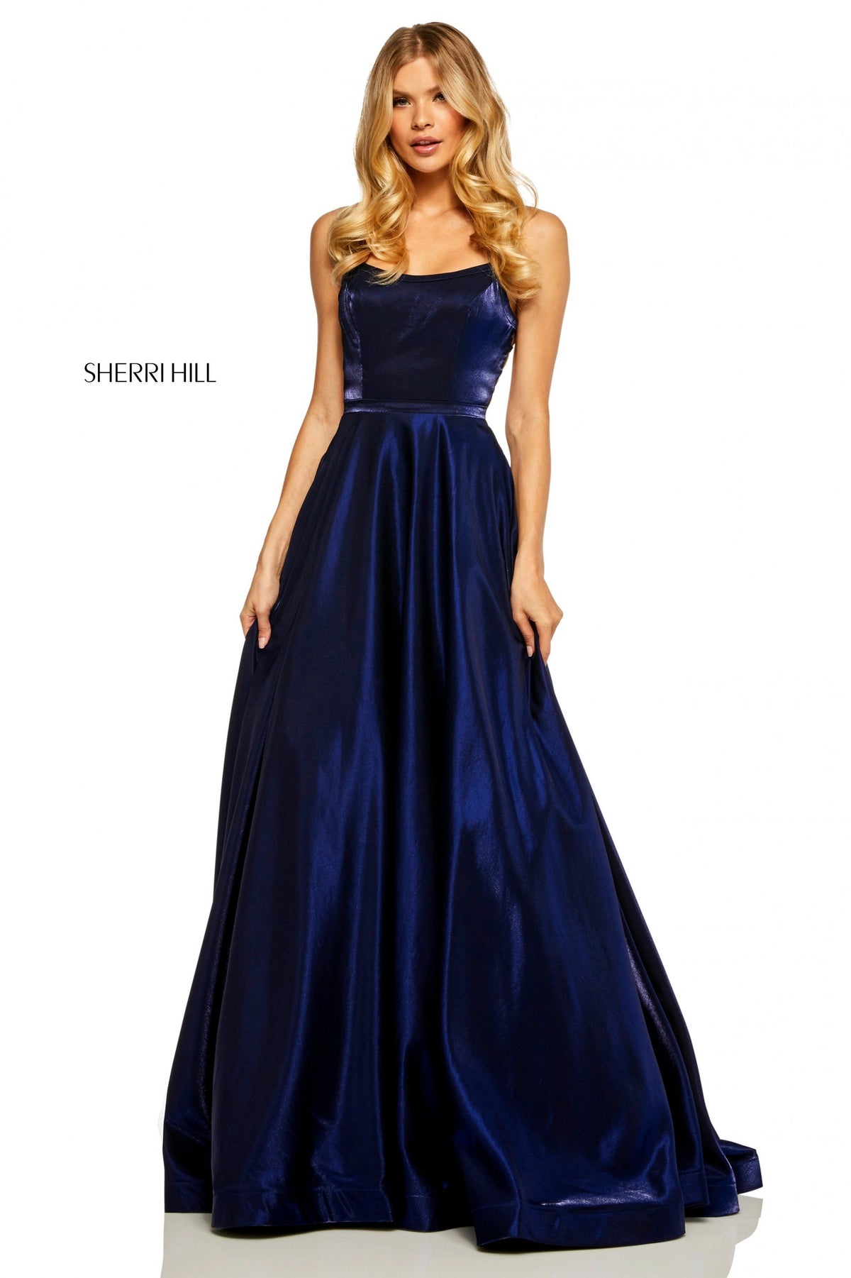 Sherri Hill 52457 cross dyed shimmer A-line gown