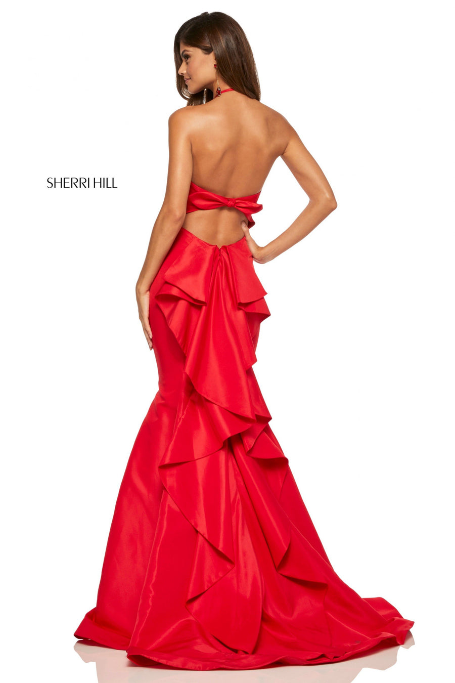 Sherri Hill style 52490 in red, Taffeta Mermaid Dress