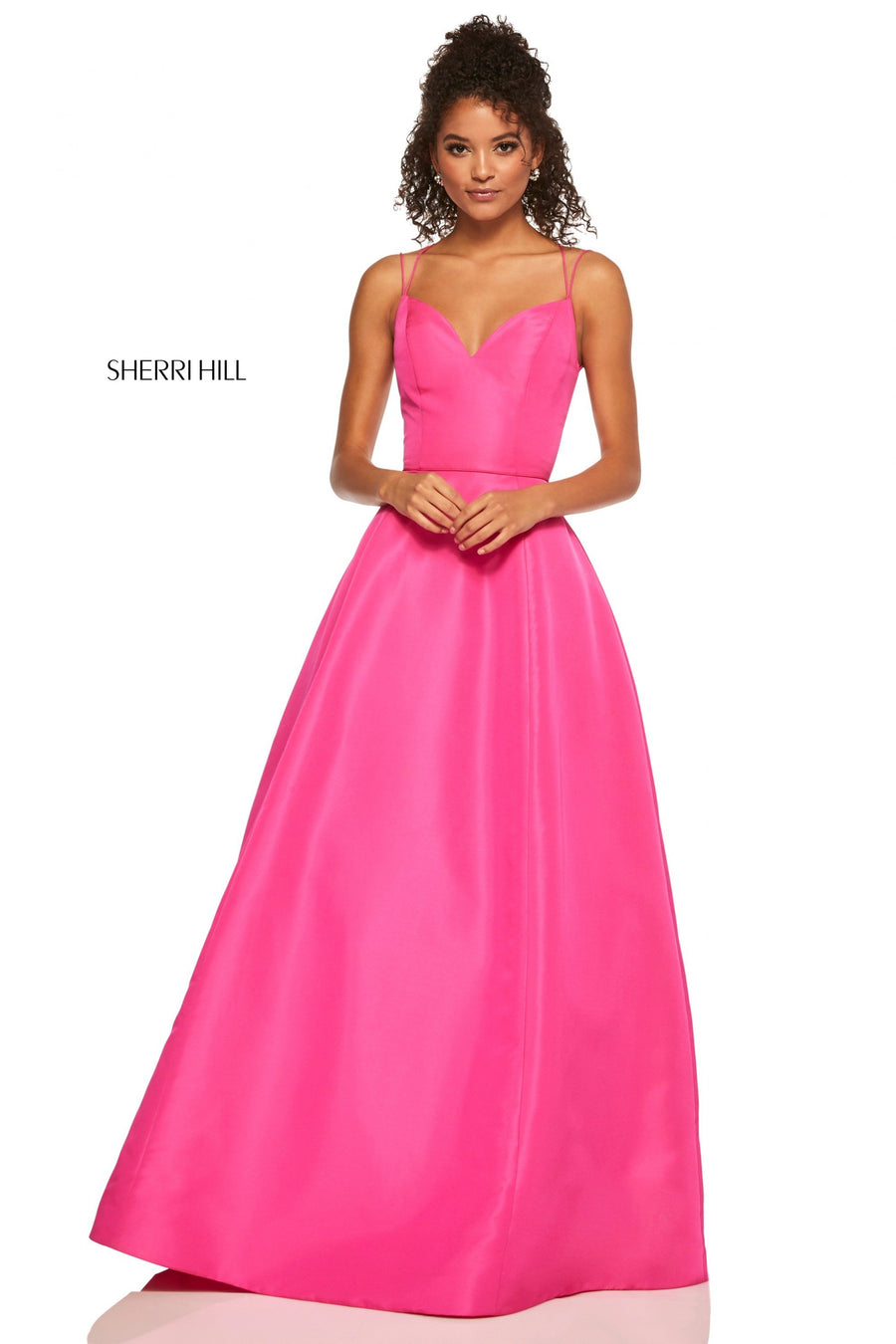 Sherri Hill style 52495 in emerald, Mikado A-Line Gown