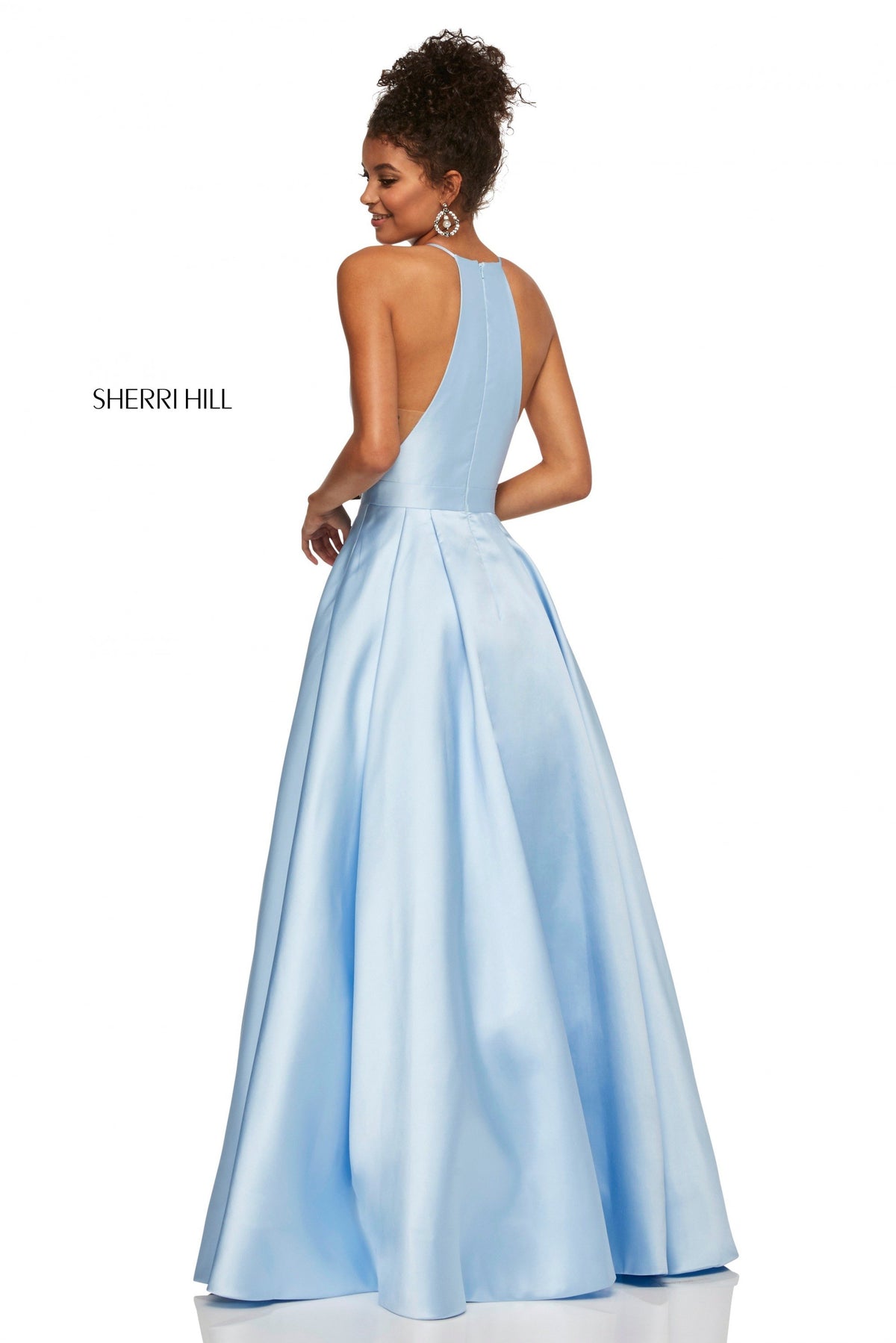 Sherri Hill 52583 high neck mikado A-line skirt pockets