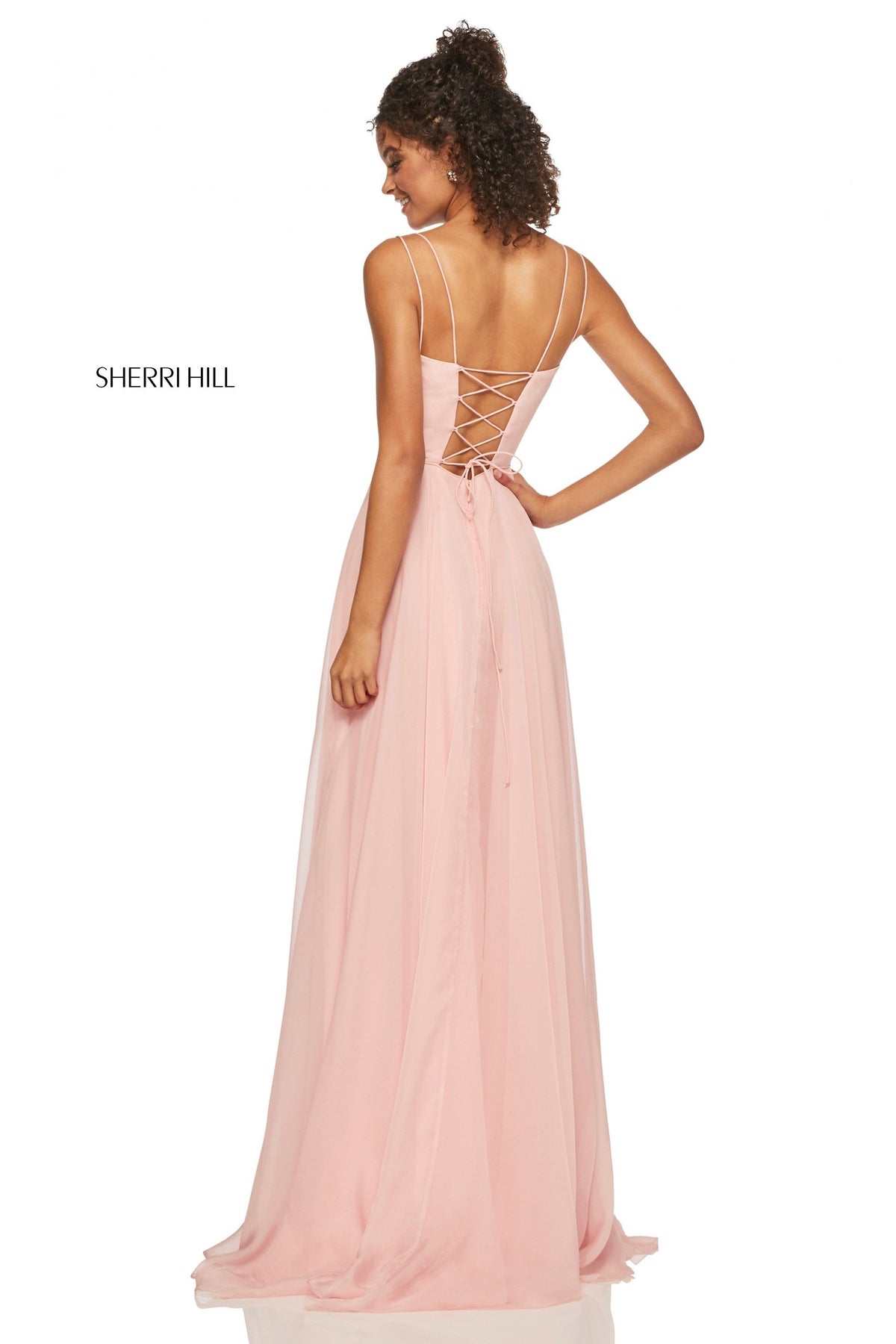 Sherri Hill 52839 satin bodice with chiffon skirt