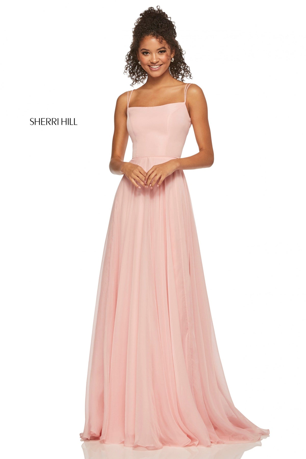 Sherri Hill 52839 satin bodice with chiffon skirt