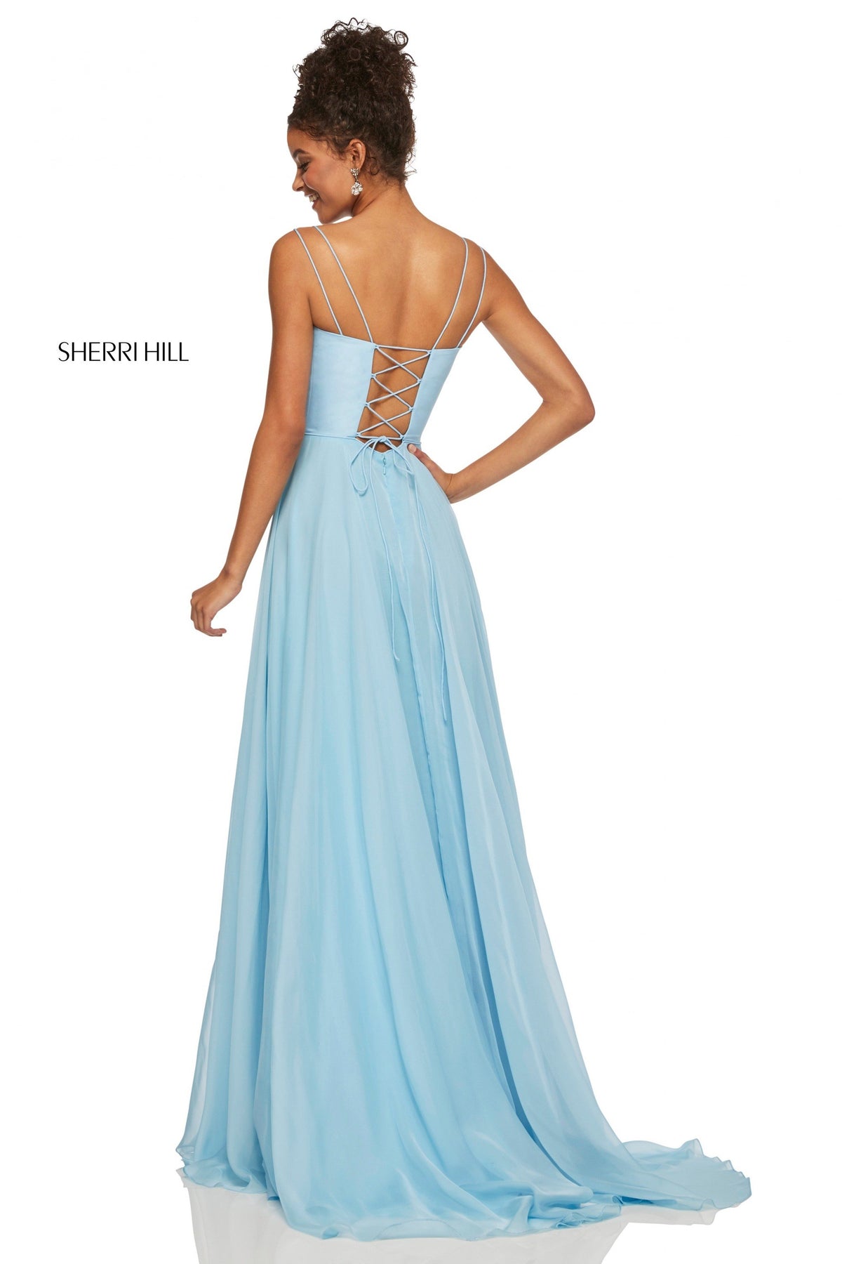 Sherri Hill 52839 satin bodice with chiffon skirt