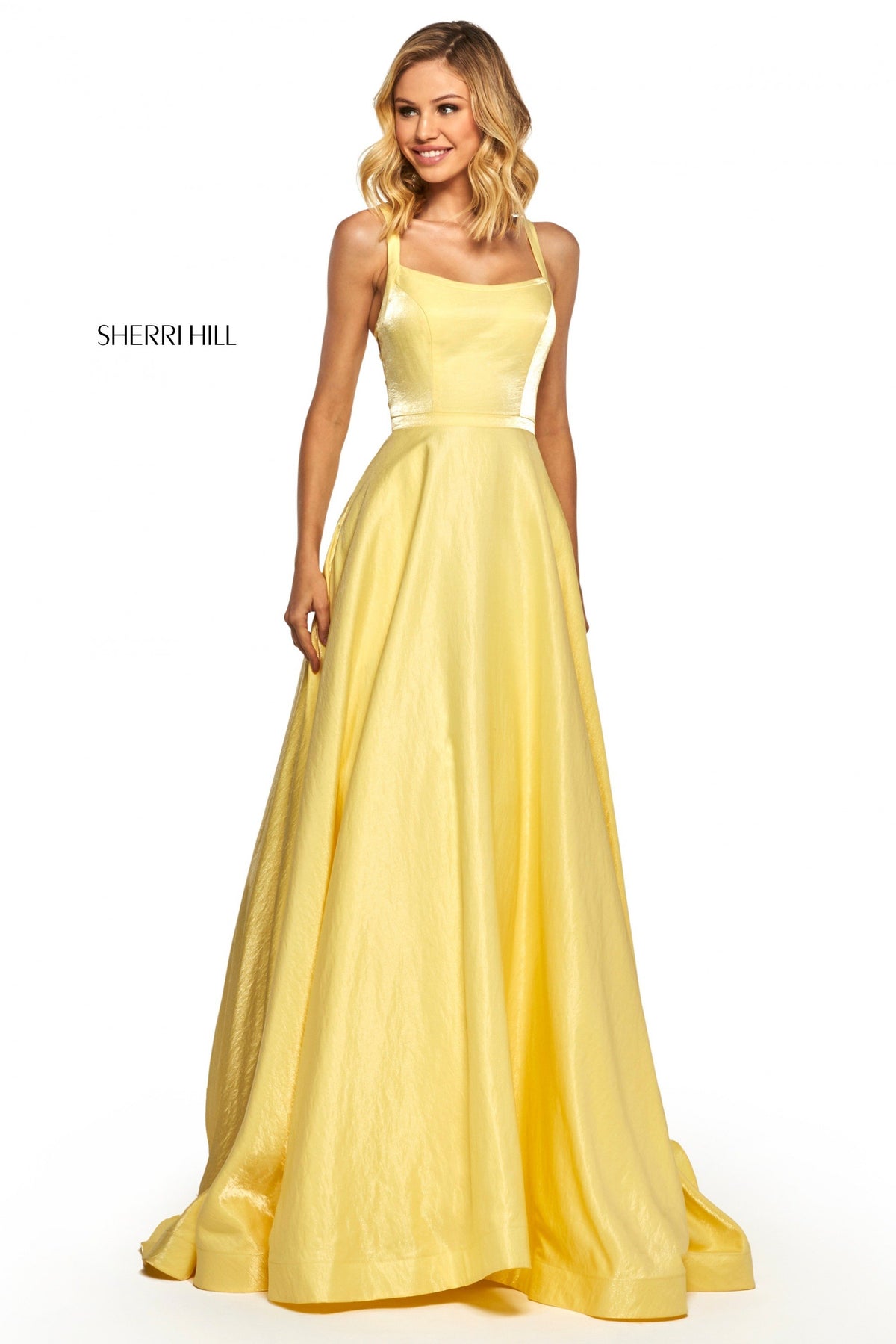 Sherri Hill 52457 cross dyed shimmer A-line gown