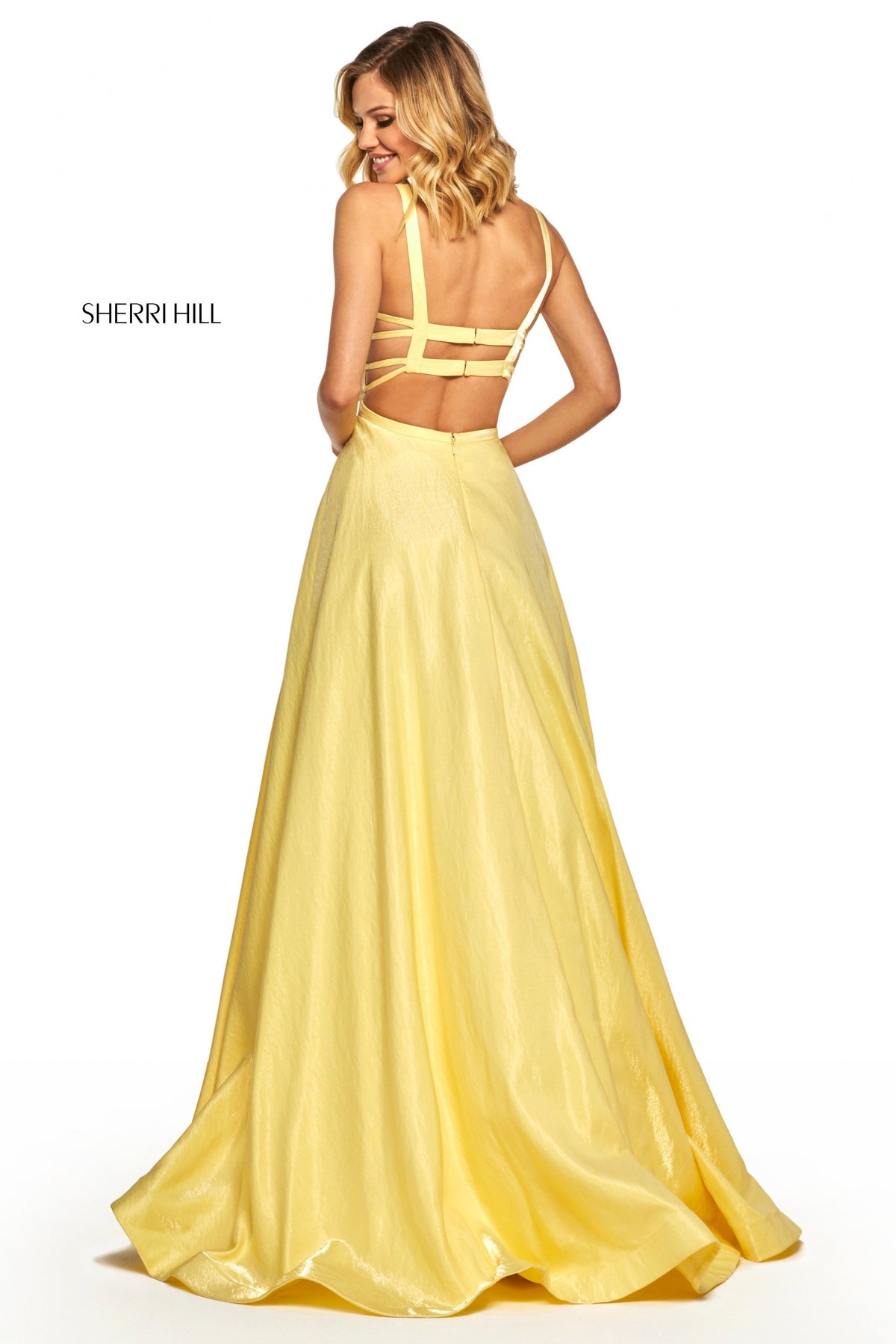 Sherri Hill 52457 cross dyed shimmer A-line gown