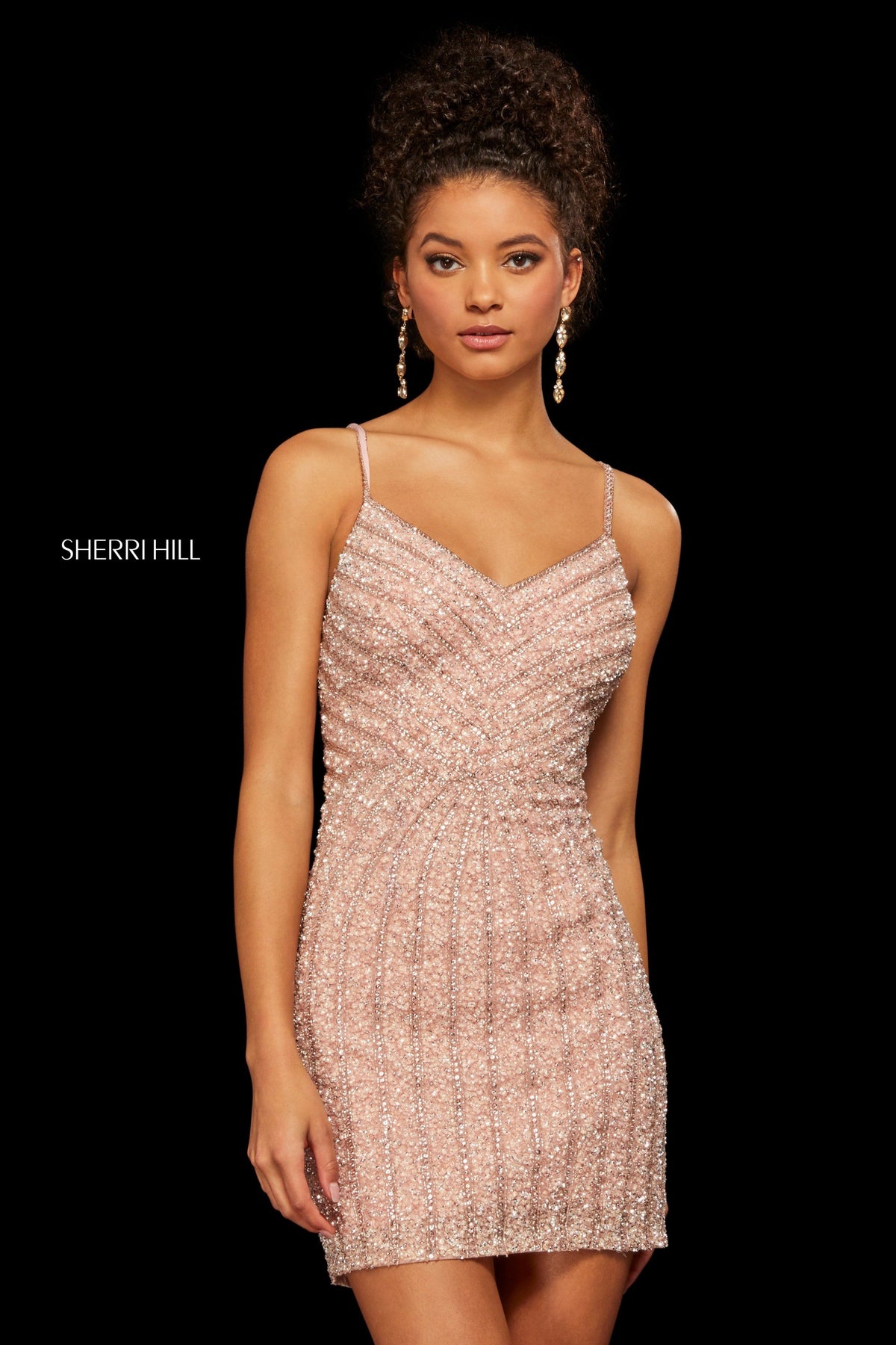 Sherri Hill 53060 beaded V-neckline cocktail dress
