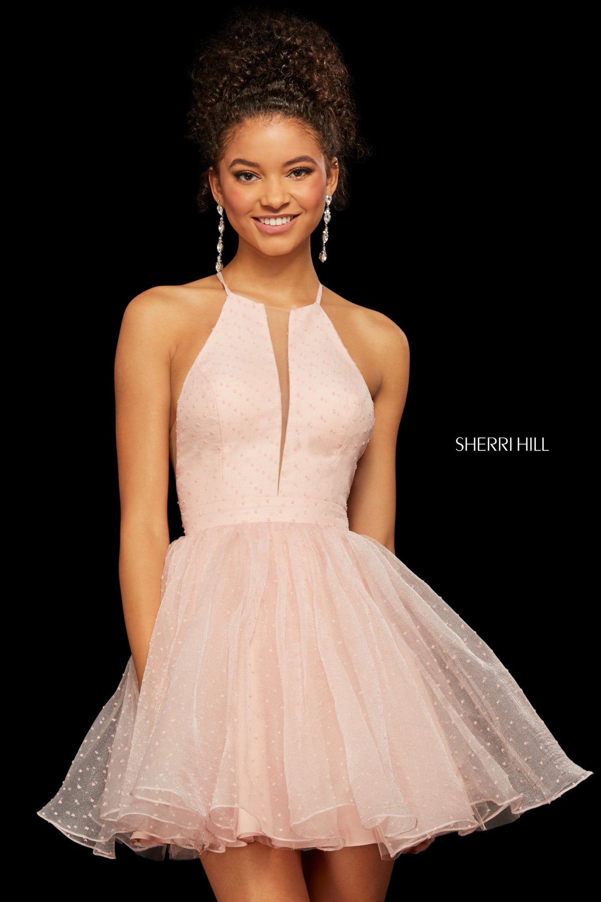 Sherri Hill 53075 A-line point d'esprit cocktail dress