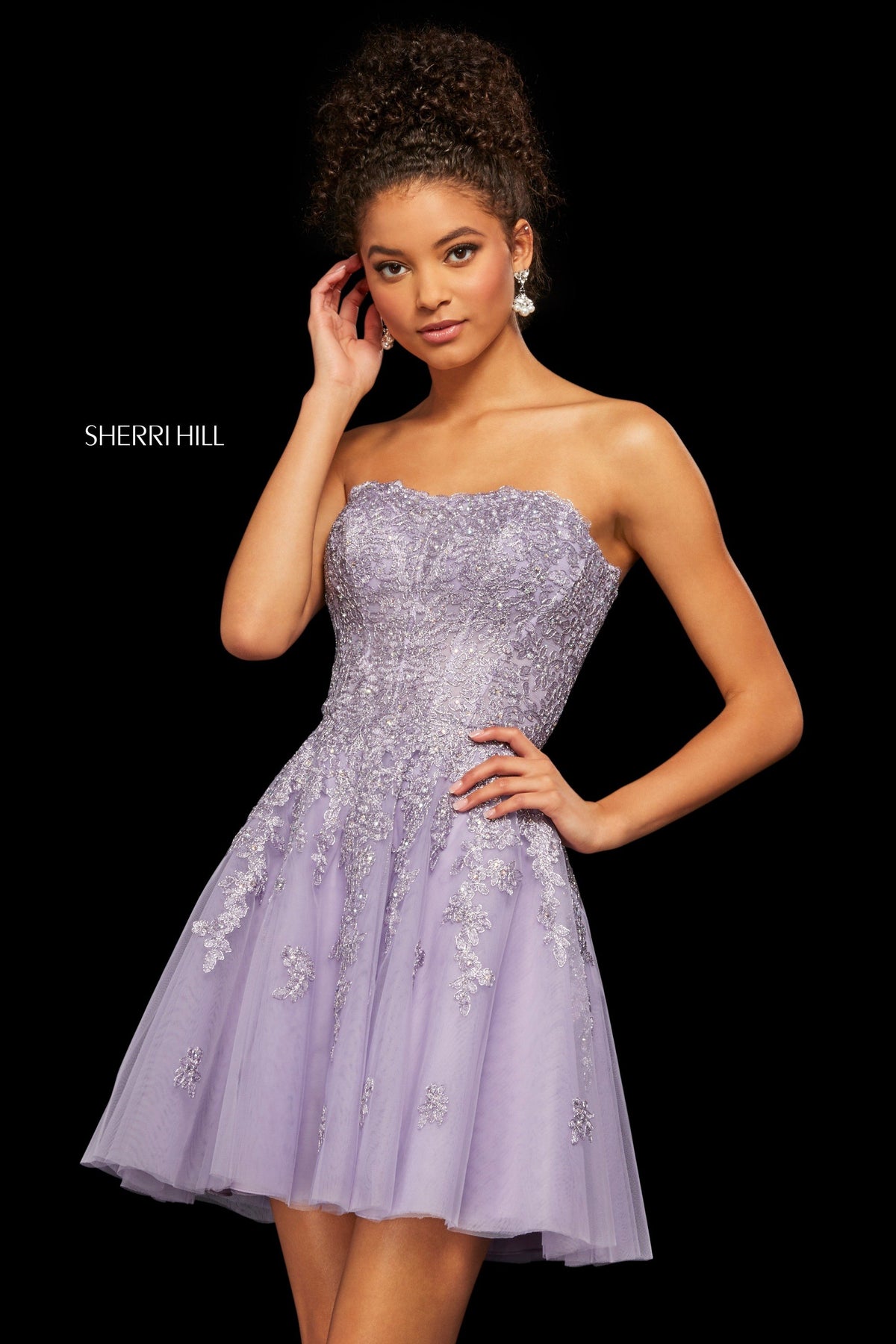 Sherri Hill 53099 A-line cocktail dress in lilac