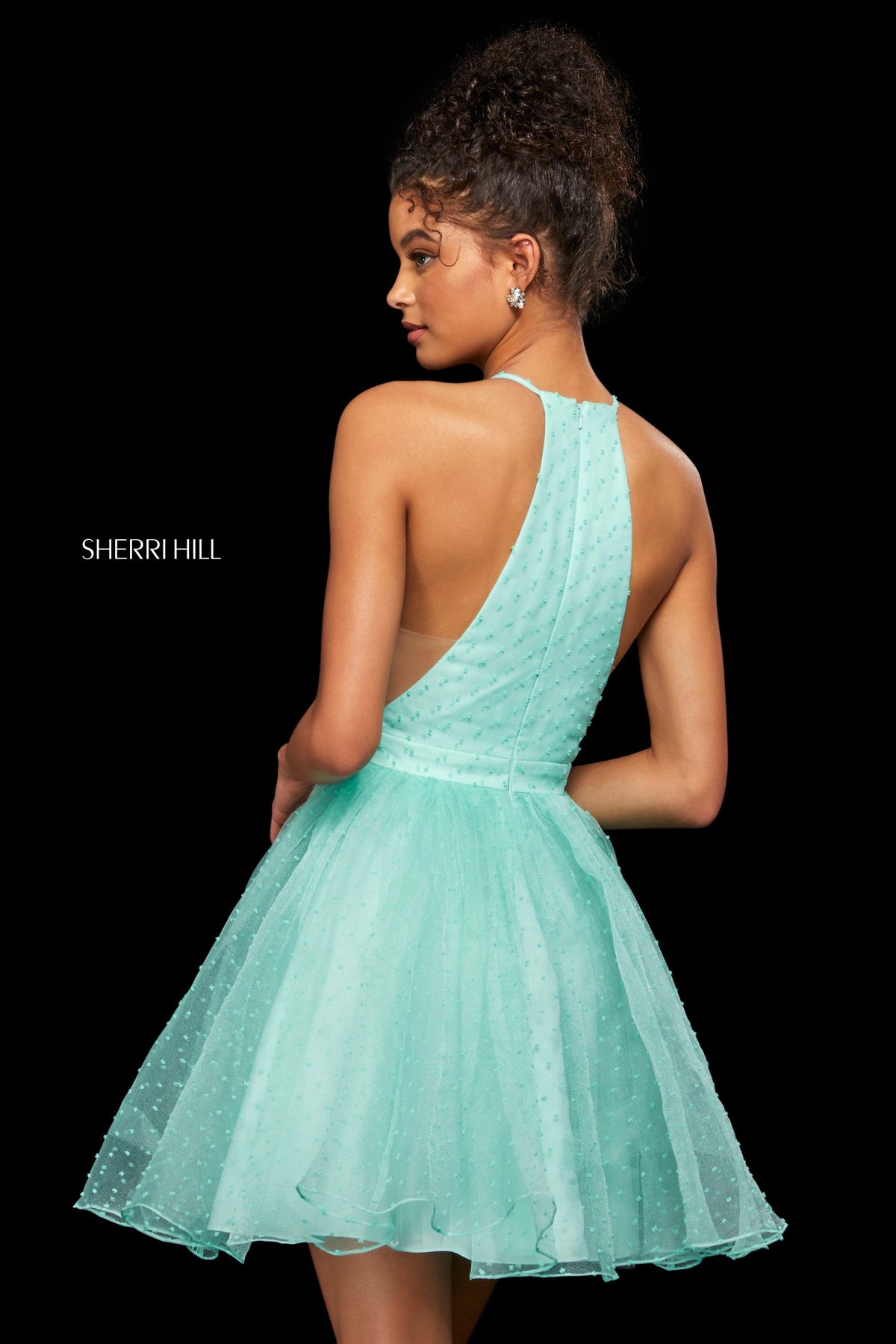 Sherri Hill 53075 A-line point d'esprit cocktail dress