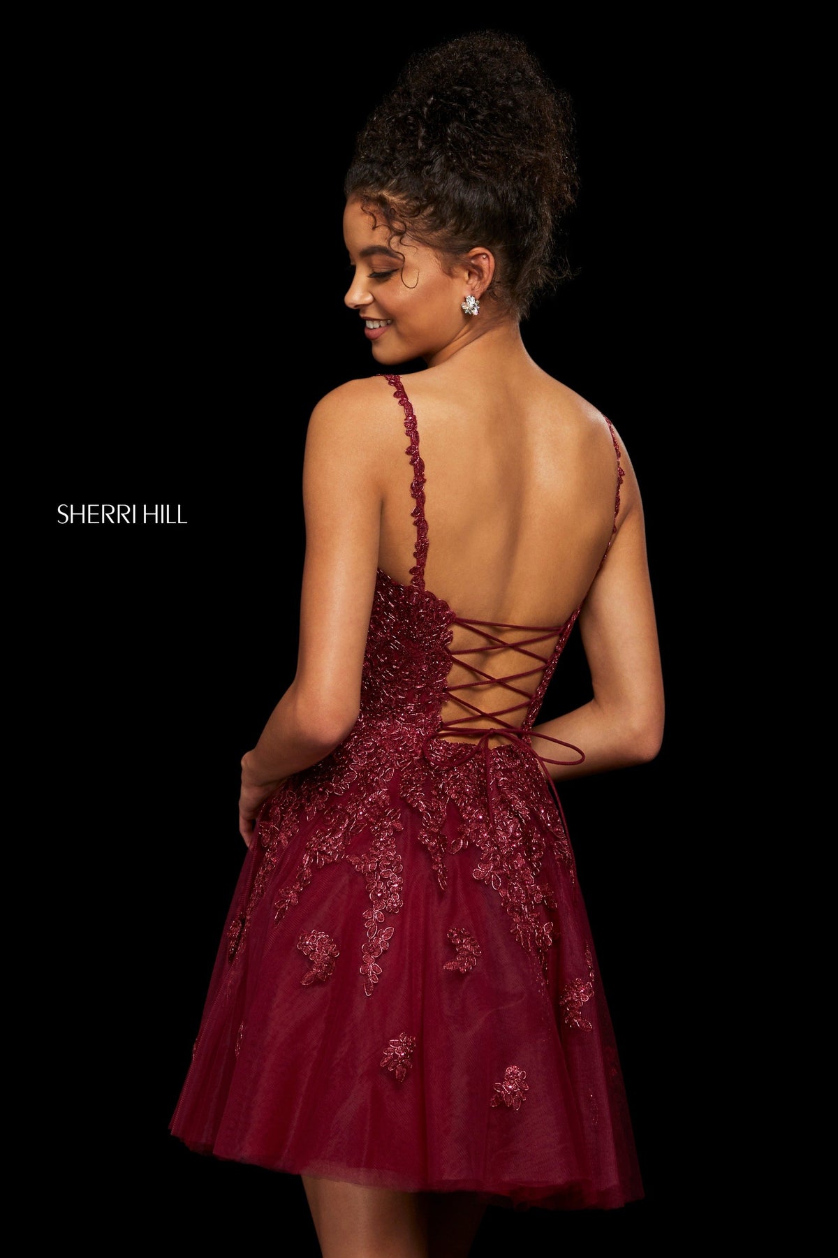 Sherri Hill 53098 lace and tulle A-line cocktail dress