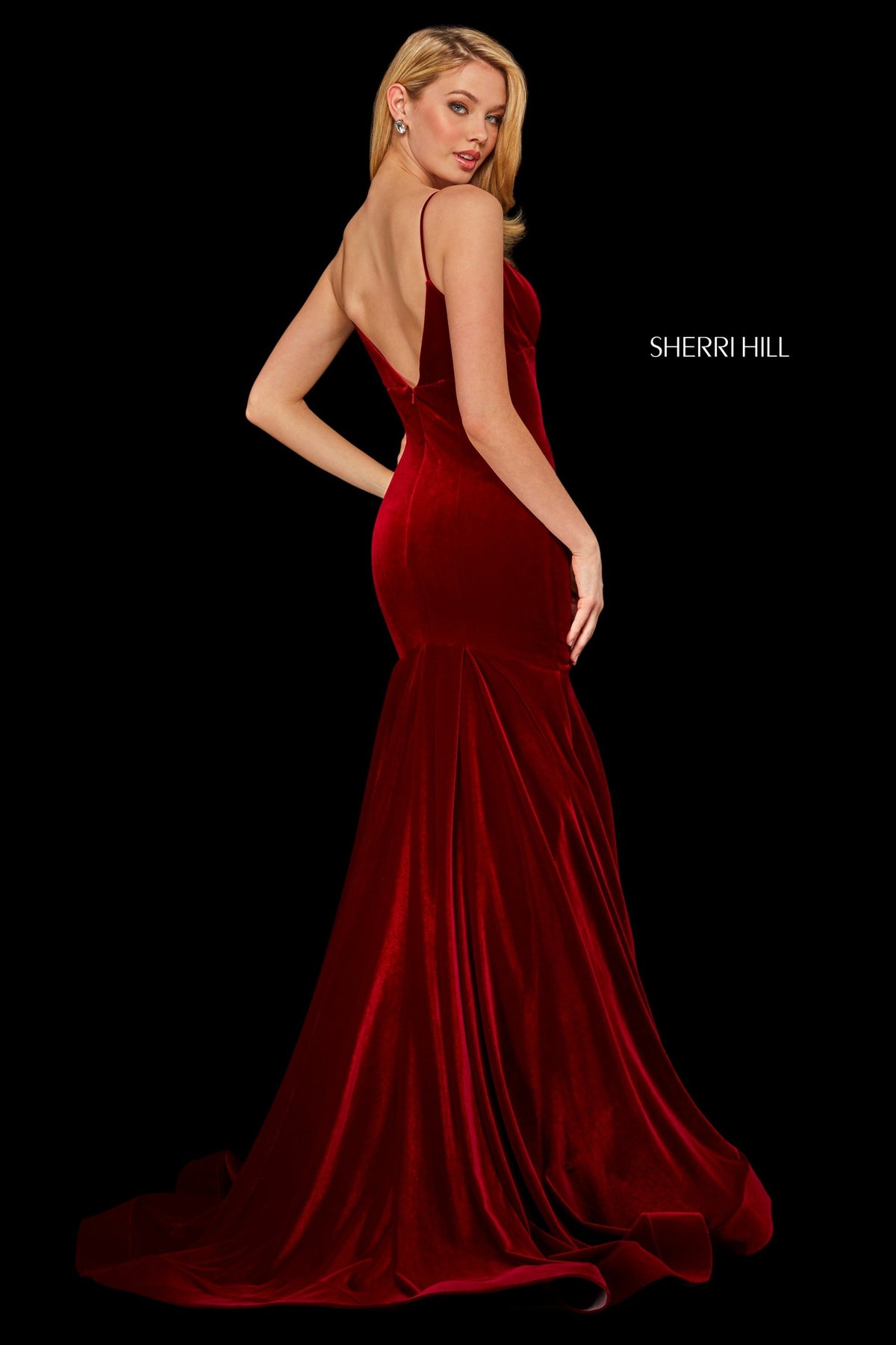 Sherri Hill 53137 velvet mermaid gown