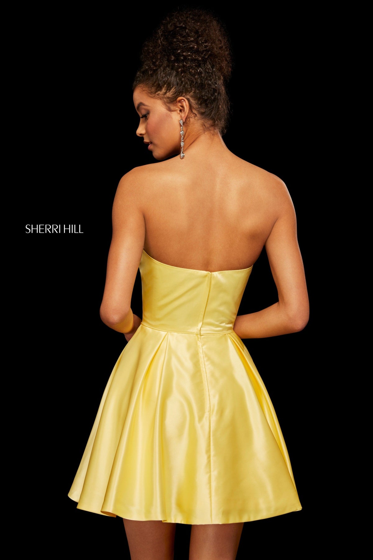 Sherri Hill 53068 satin strapless A-line cocktail gown