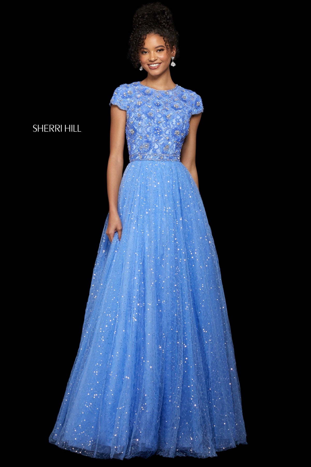 Sherri Hill 53227 tulle A-line skirt in periwinkle