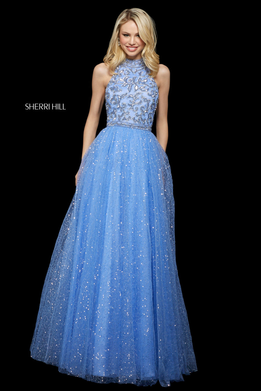 Sherri Hill style 53228 in ivory/gold, Sequin Tulle A-Line Gown