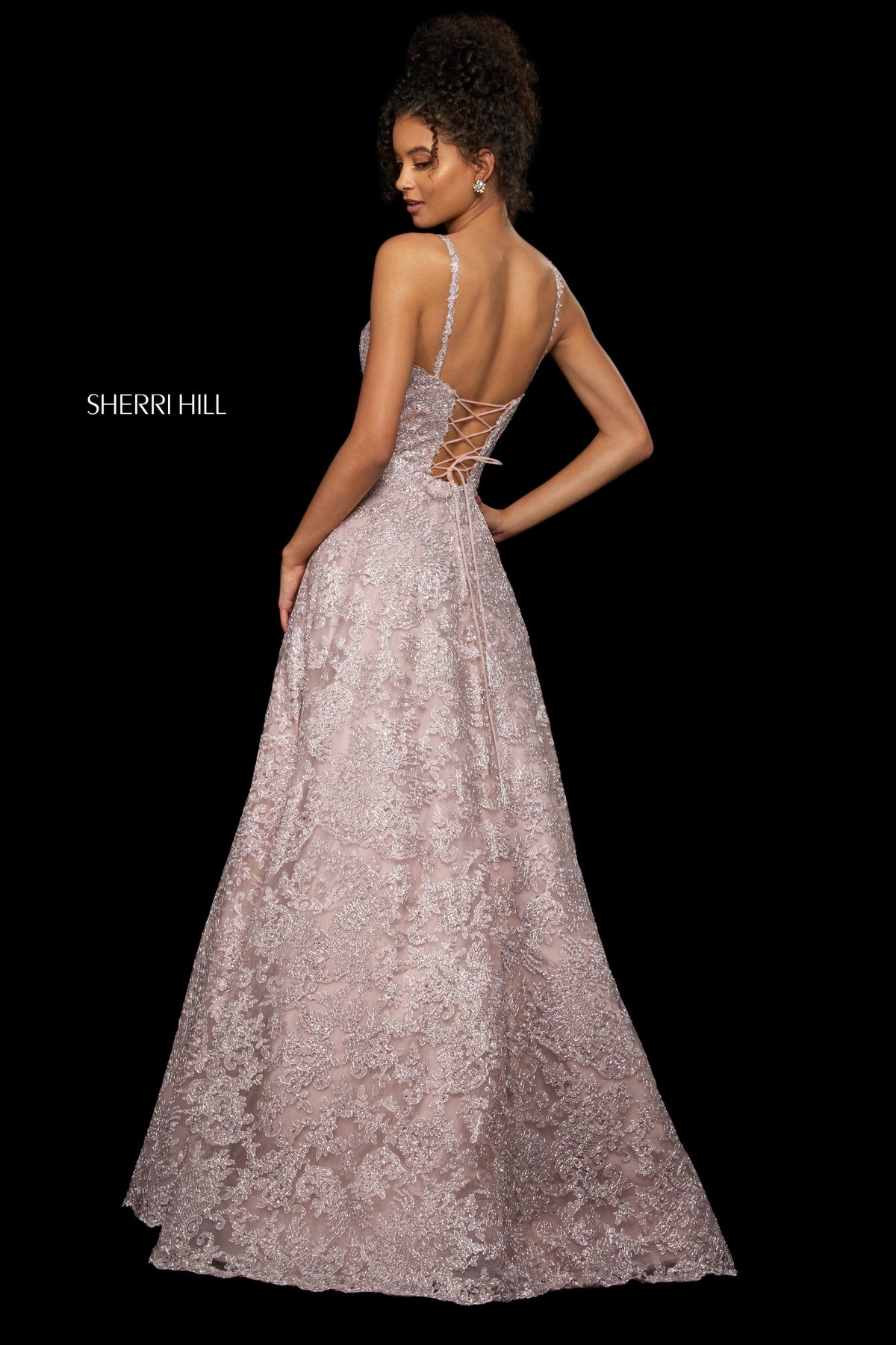 Sherri Hill 53250 lace A-line gown with sweetheart neckline
