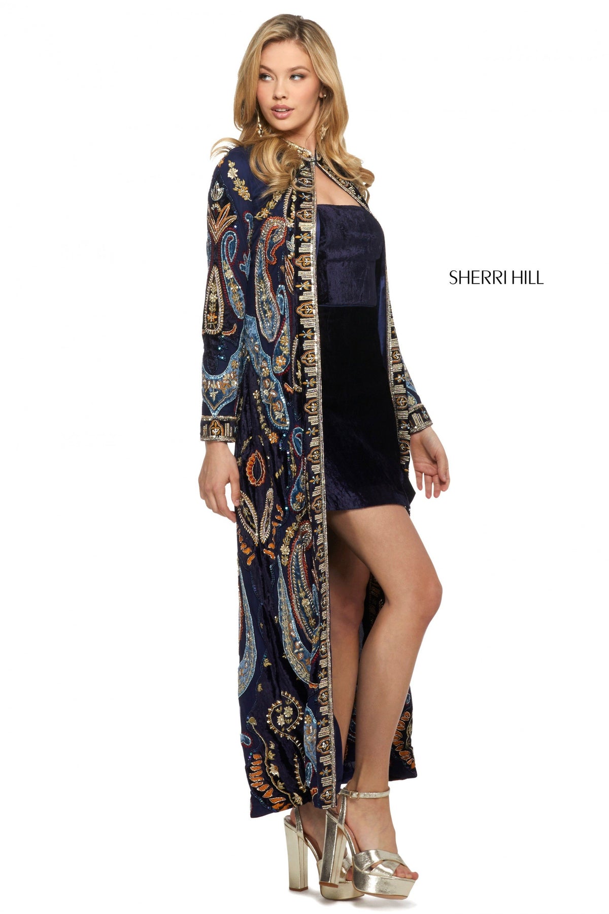 Sherri Hill 53047 strapless velvet cocktail dress
