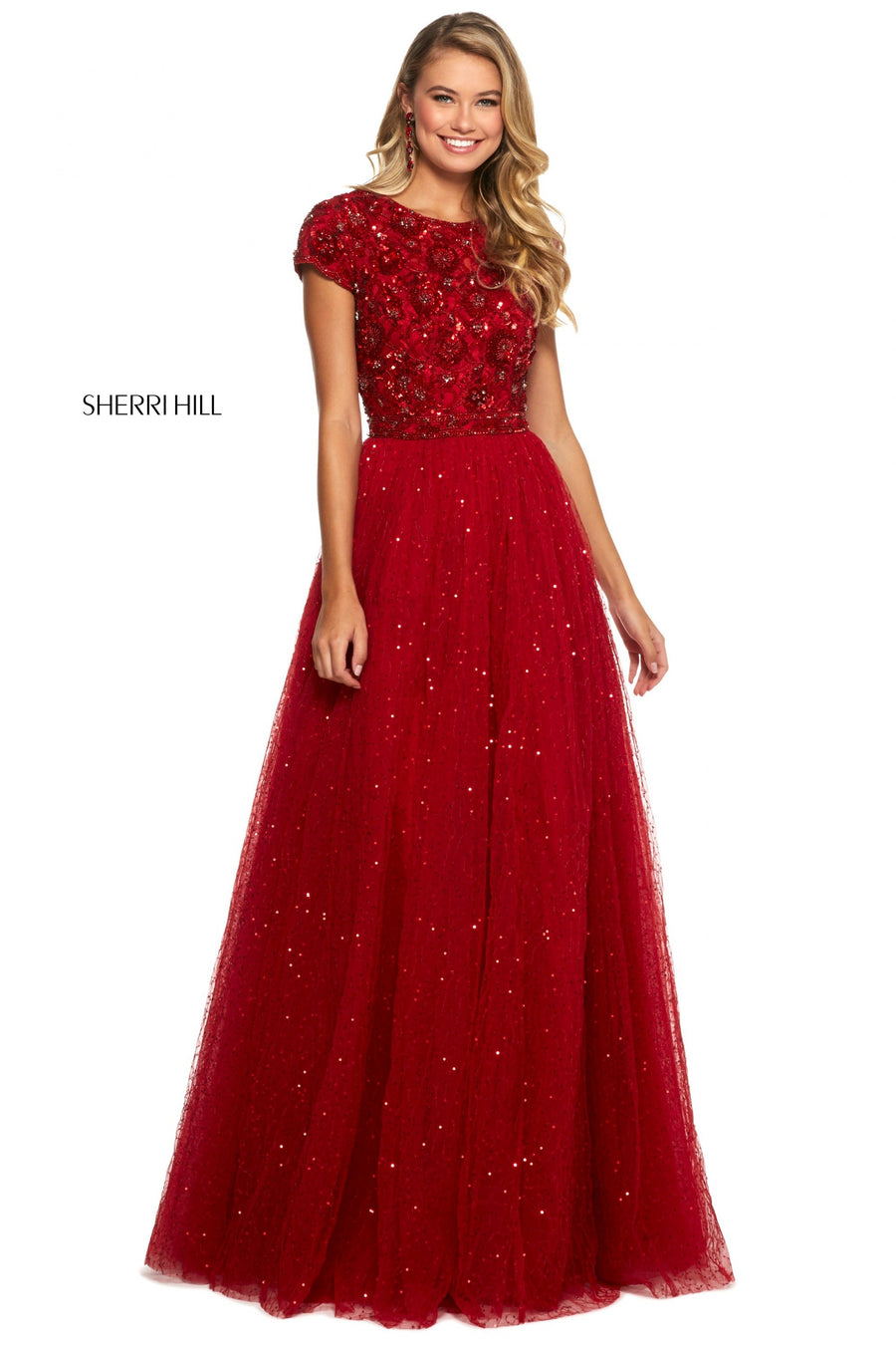 Sherri Hill style 53227 in red, Tulle A-Line Skirt
