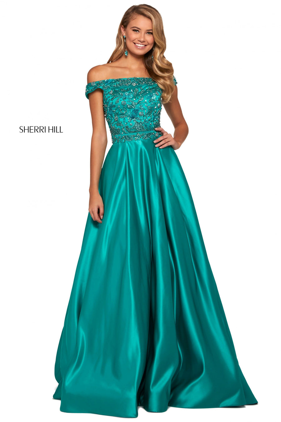 Sherri Hill style 53317 in royal, Mikado Ball Gown