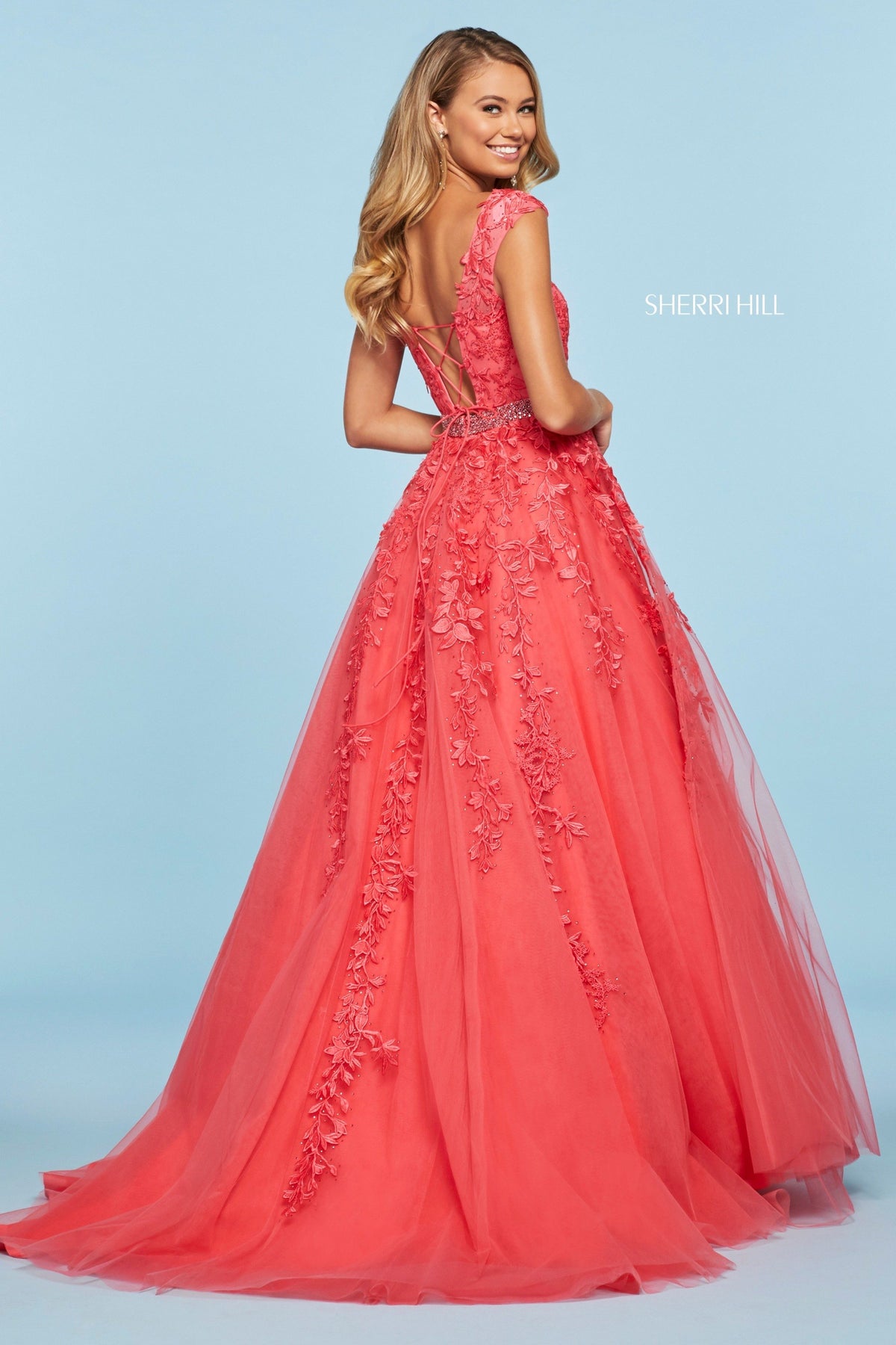 Sherri Hill 53356 embroidered tulle ball gown