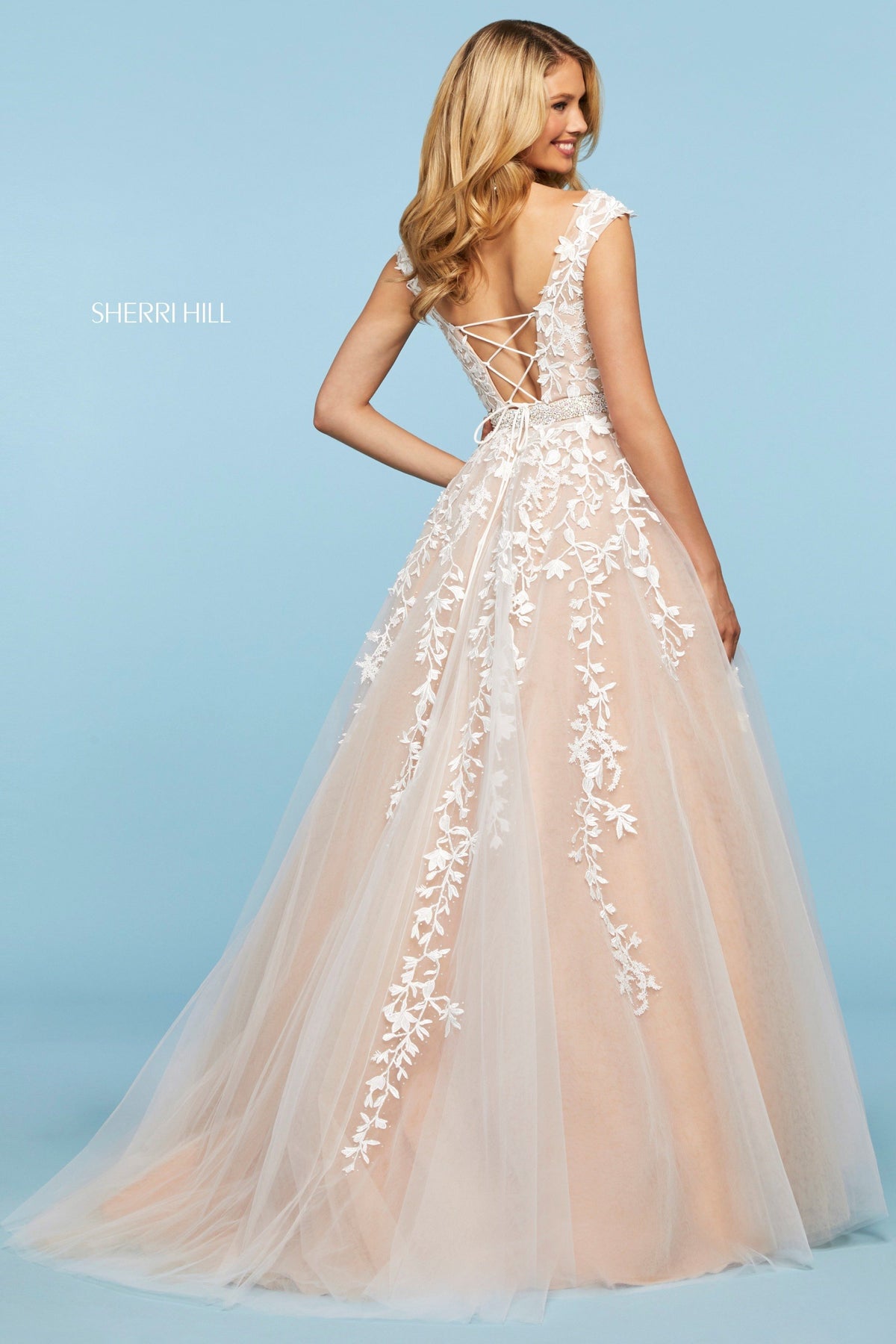 Sherri Hill 53356 embroidered tulle ball gown