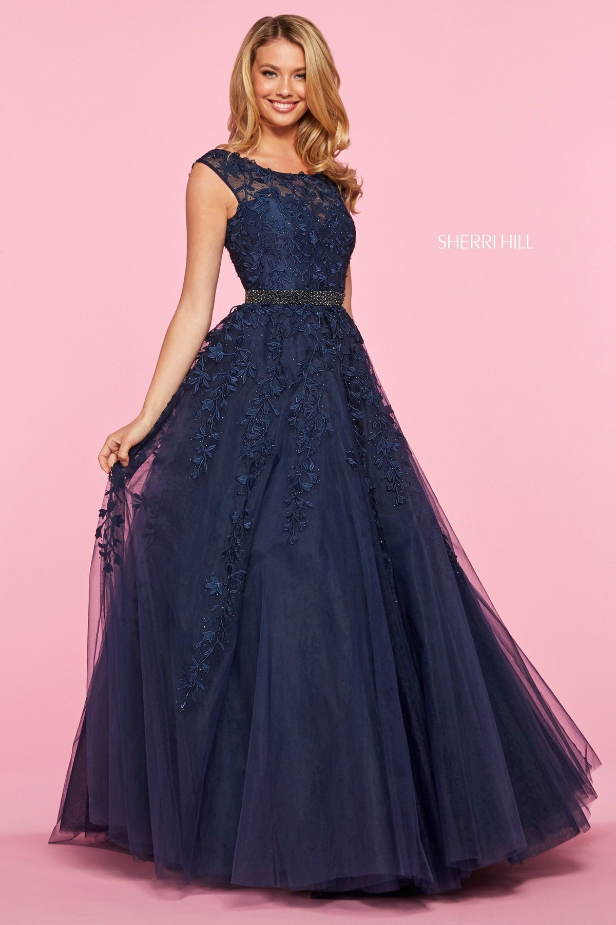 Sherri Hill 53356 embroidered tulle ball gown