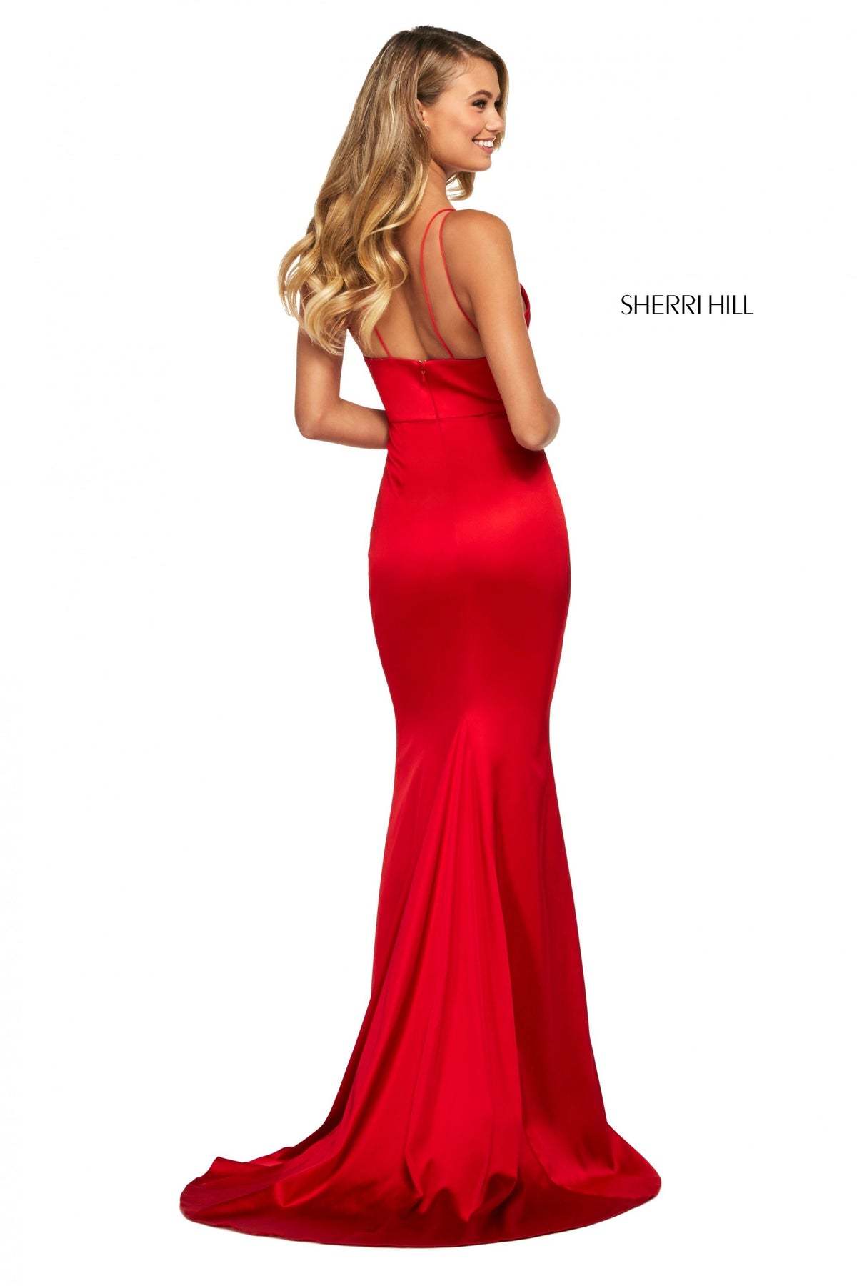 Sherri Hill 53388 stretch satin fitted gown