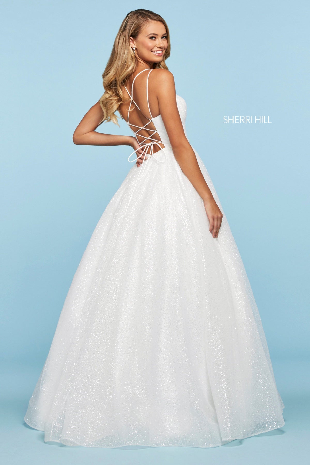 Sherri Hill 53406 glitter organza A-line gown
