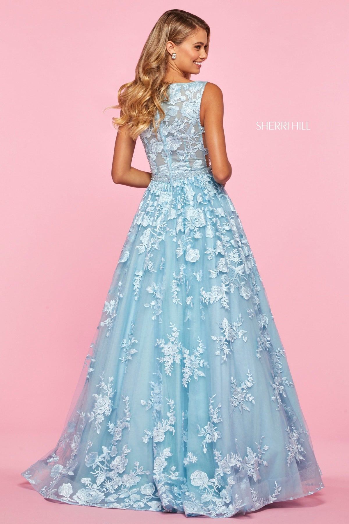 Sherri Hill 53465 embroidered tulle ball gown