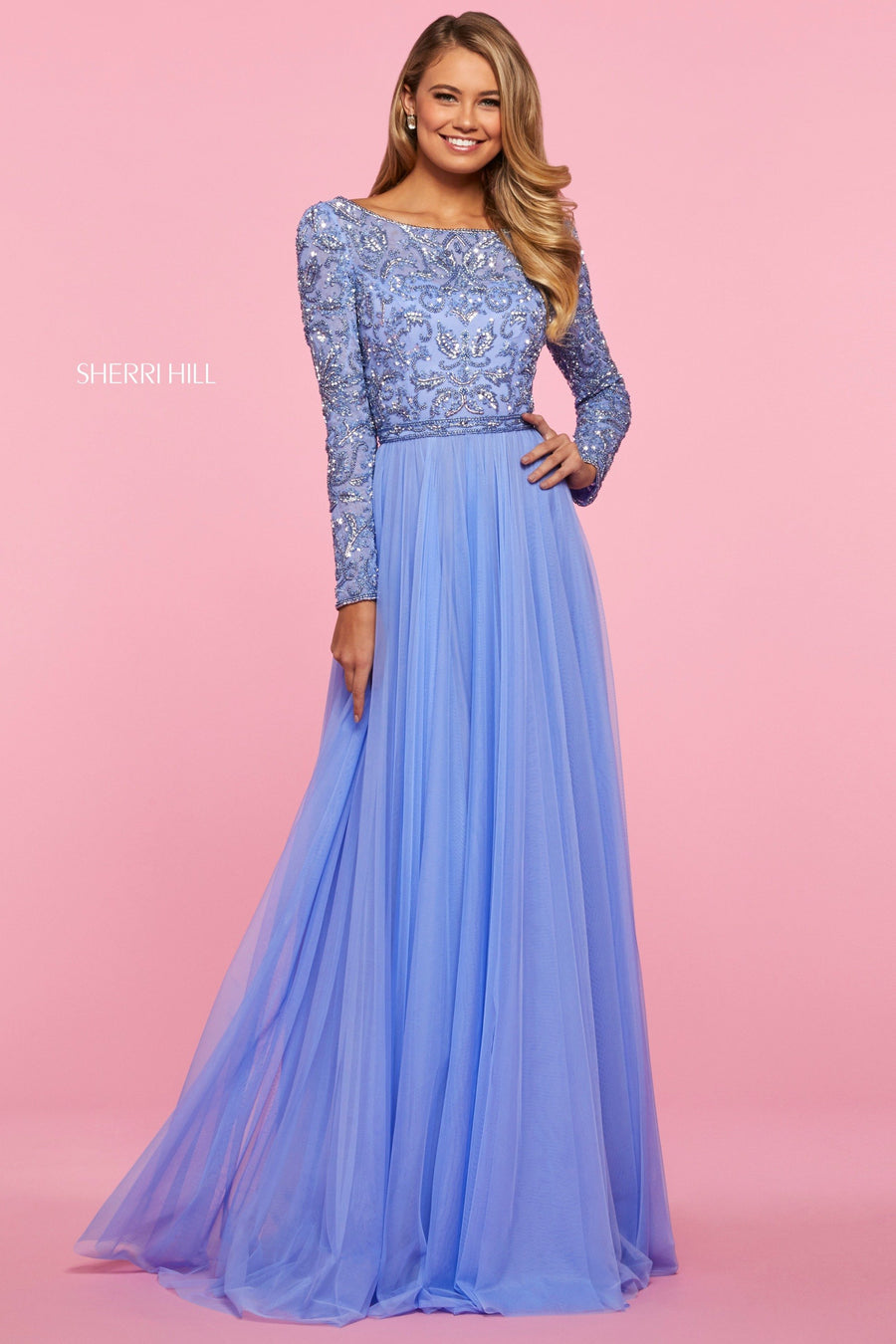 Sherri Hill style 53560 in periwinkle, Chiffon Gown