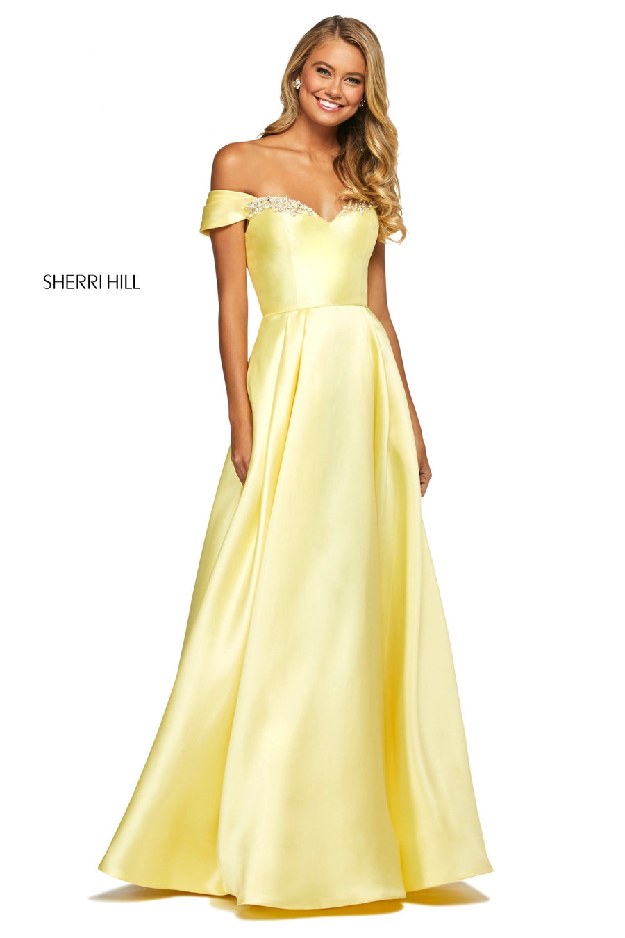 Sherri Hill style 53399 in ivory, Mikado A-Line Dress