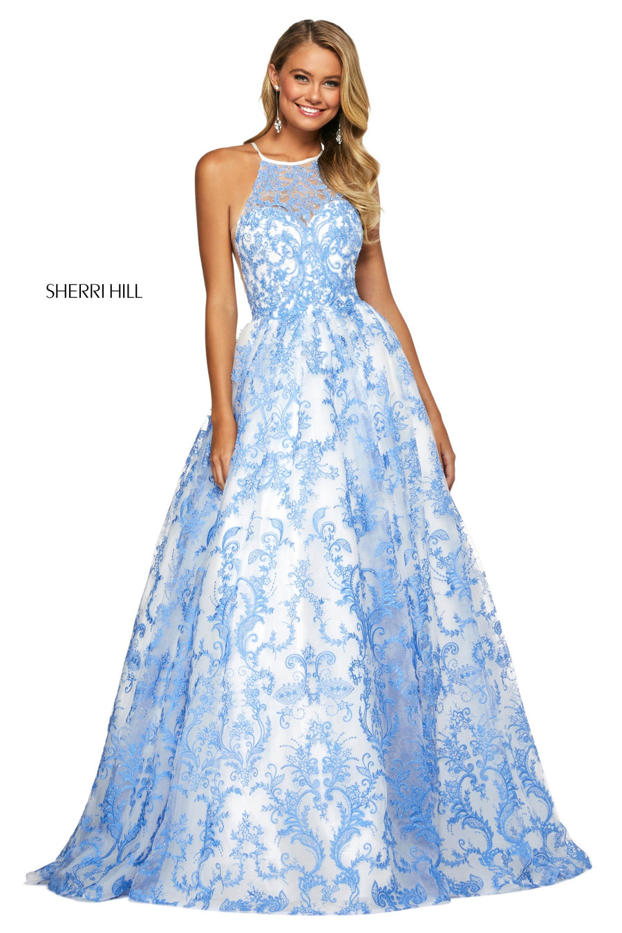 Sherri Hill style 53620 in ivory/red, Embroidered Organza Ballgown