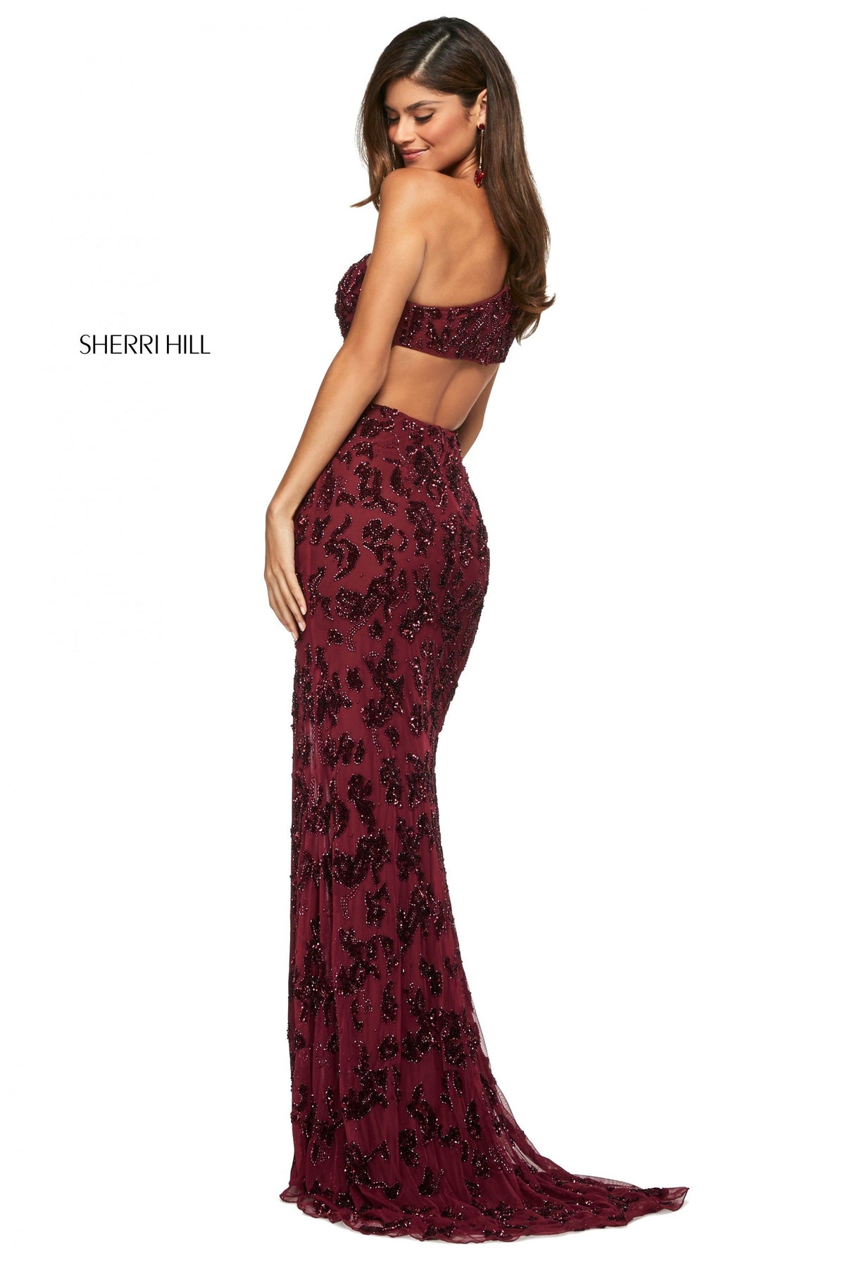 Sherri Hill 53692 beaded fitted one shoulder dress