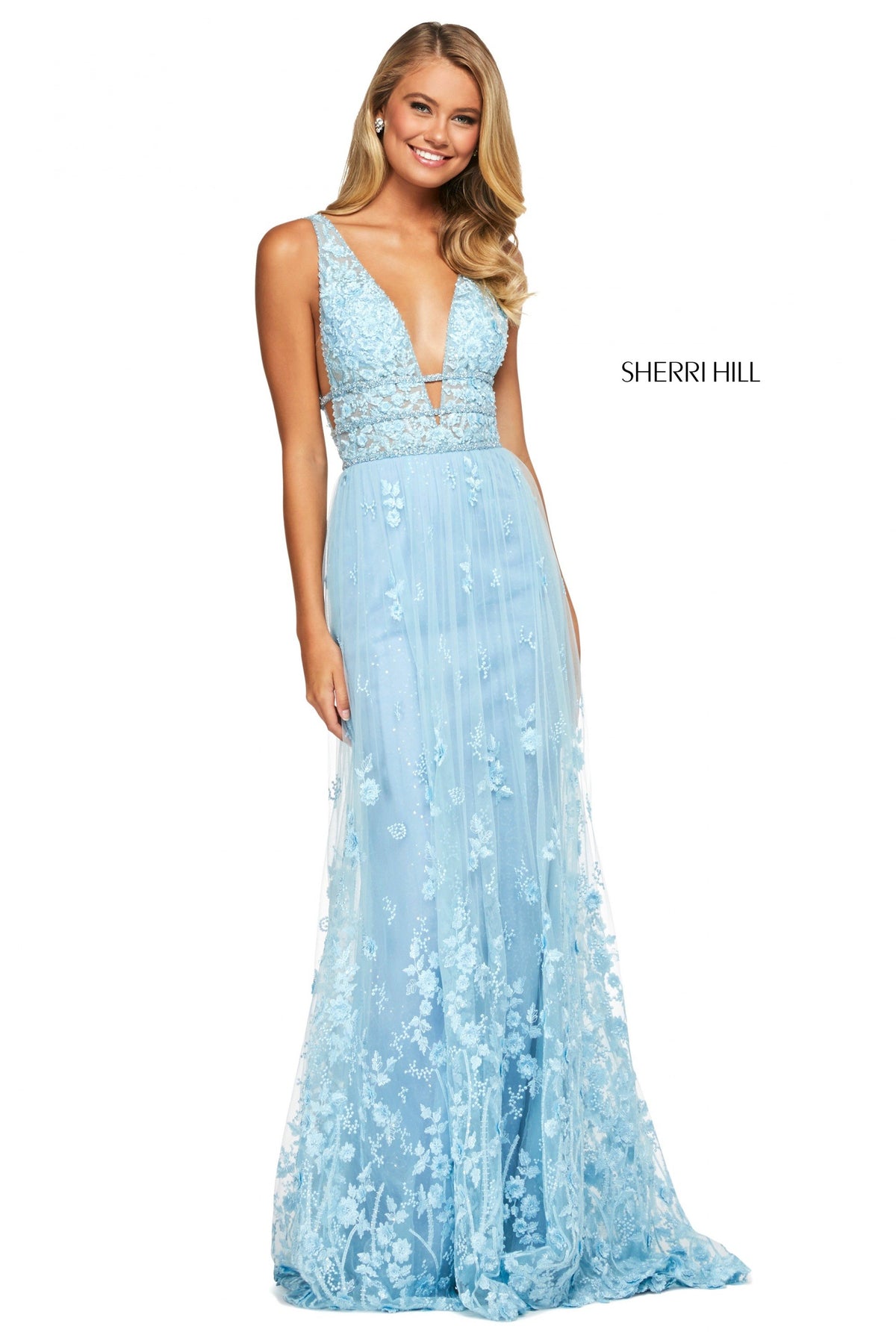 Sherri Hill 53695 embroidered chiffon skirt