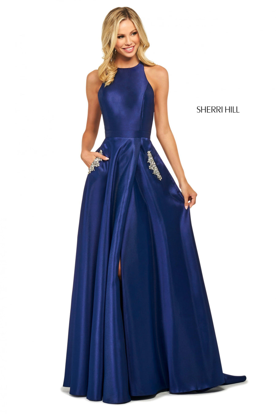 Sherri Hill style 53529 in yellow, Satin Gown