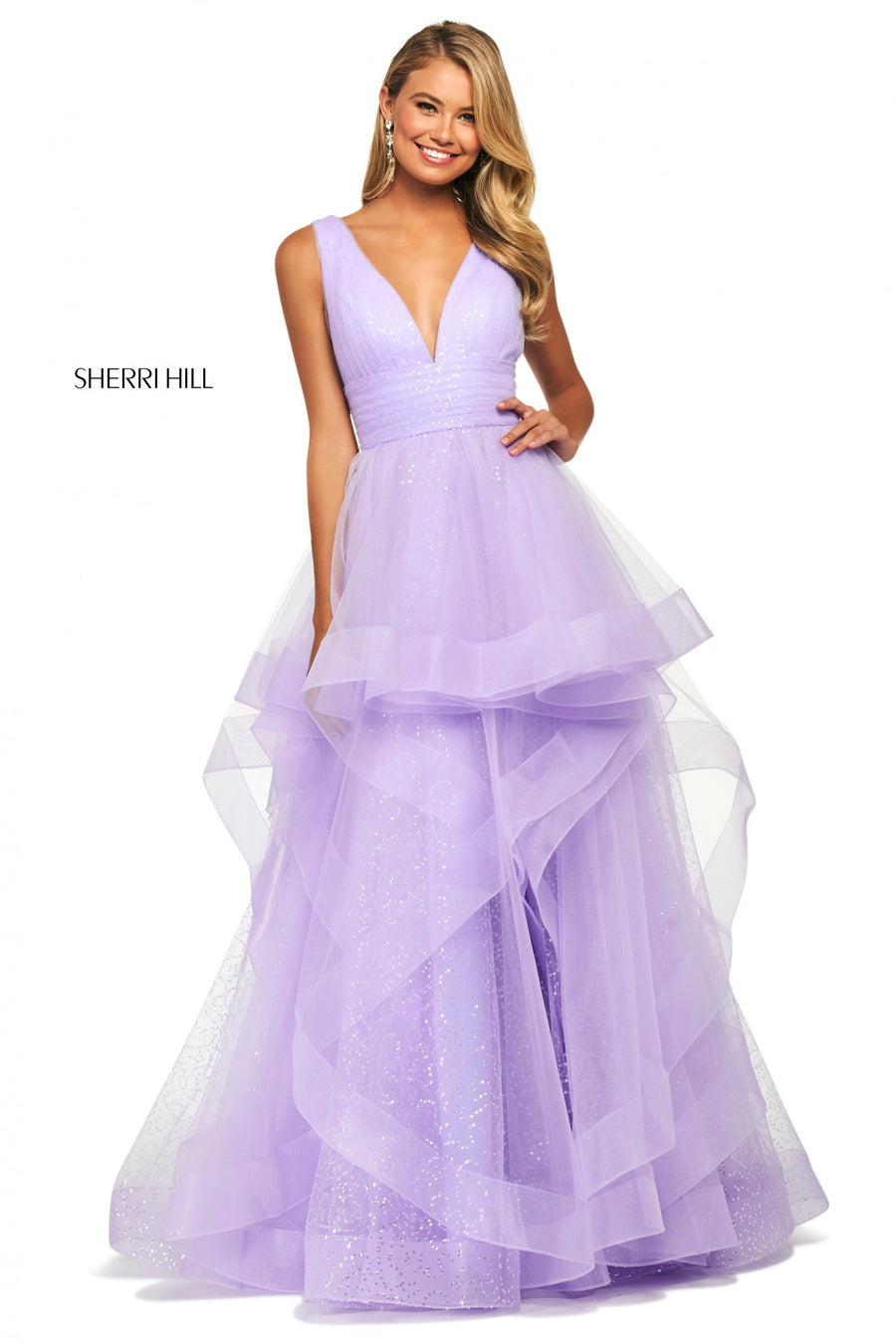 Sherri Hill style 53586 in ivory, Sequin Tulle Ball Gown