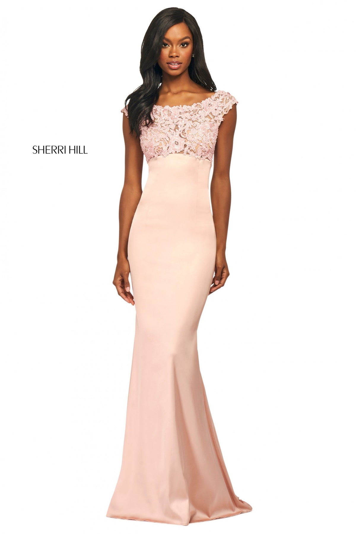 Sherri Hill 53605 fitted stretch satin gown