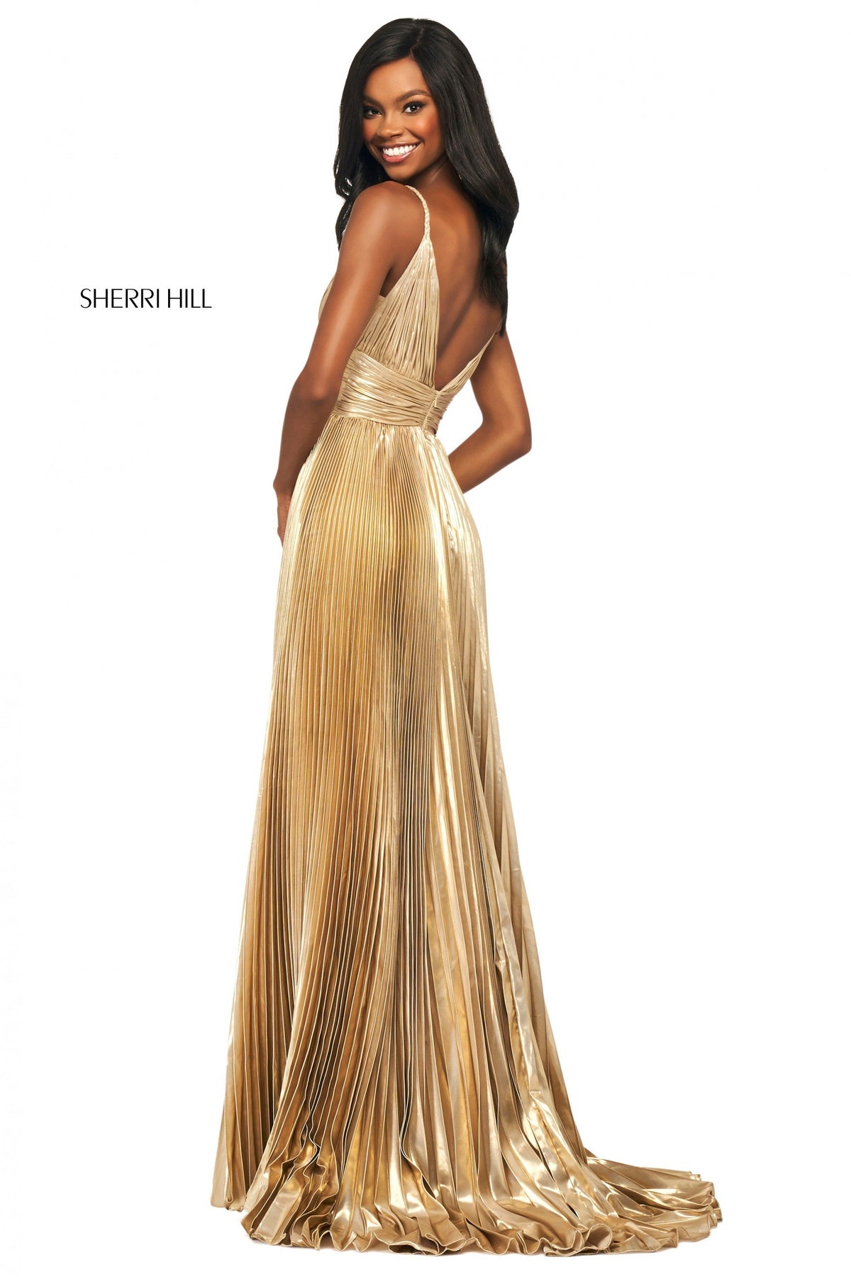 Sherri Hill 53737 knife pleated lamã© gown