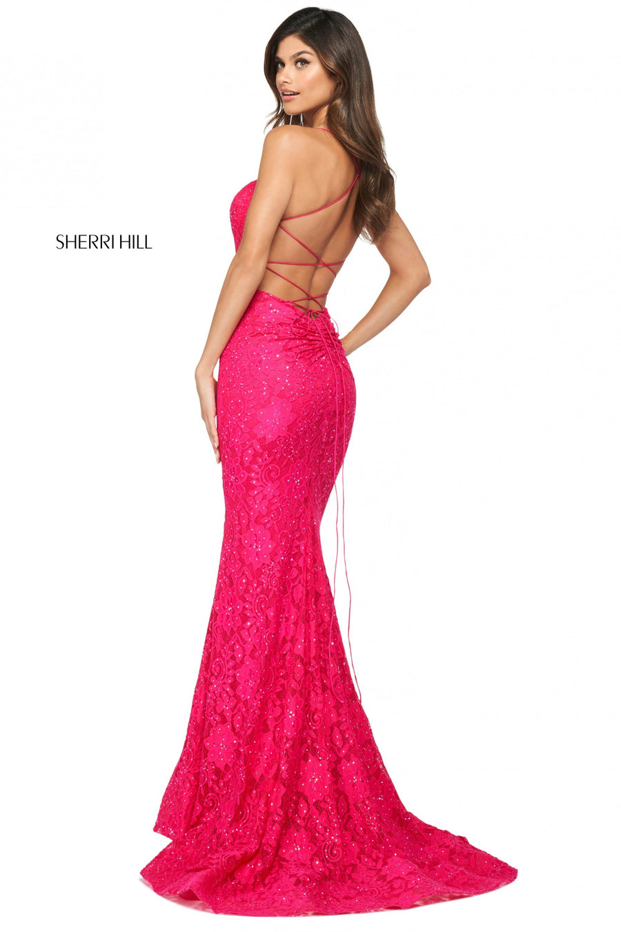 Sherri Hill style 53359 in black, Stretch Lace Dress