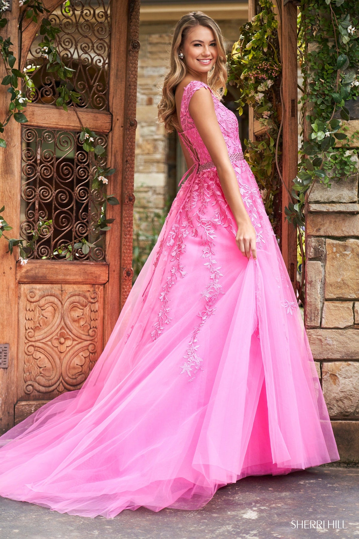 Sherri Hill 53356 embroidered tulle ball gown