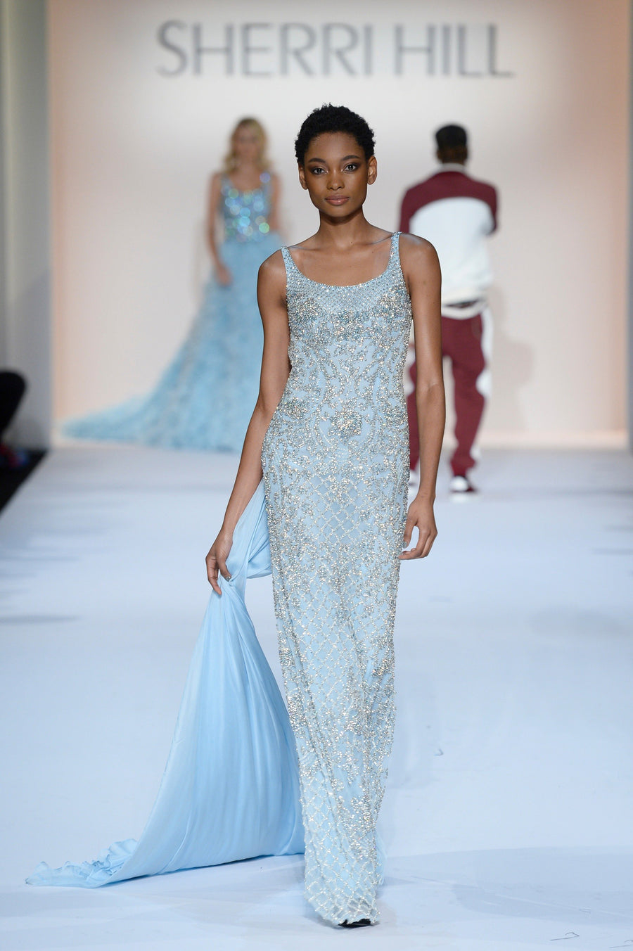 Sherri Hill style 44742 in light blue, Beaded Fitted Gown
