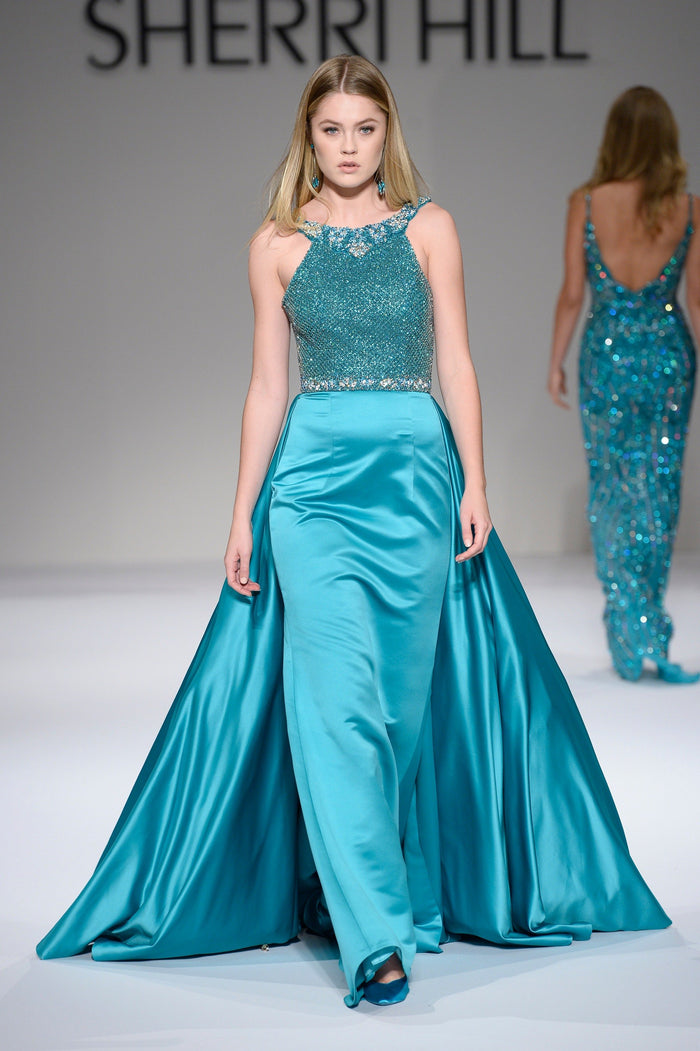 高級ブランドSHERRIHILL✨黒 フィッシュテールドレス ビーズ装飾
