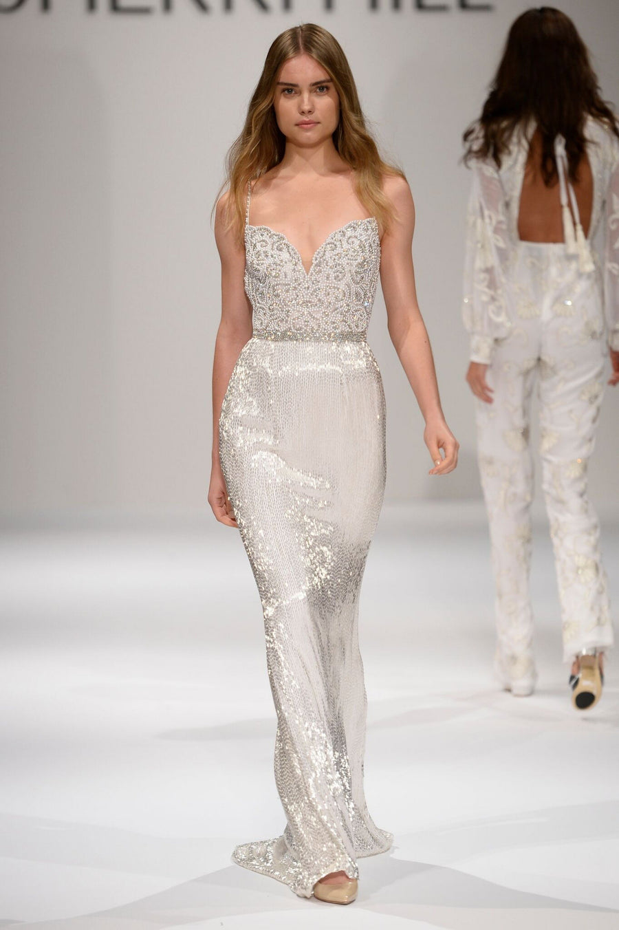 Sherri Hill style 44287 in ivory, Beaded Jumpsuit