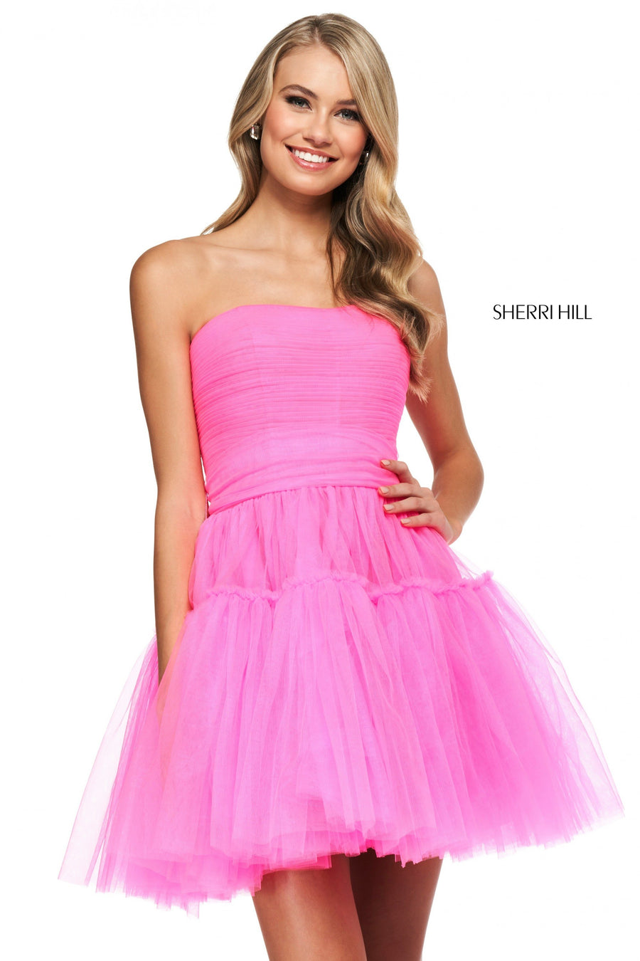 Sherri Hill style 54107 in jade, Tulle A-Line Cocktail Length Dress