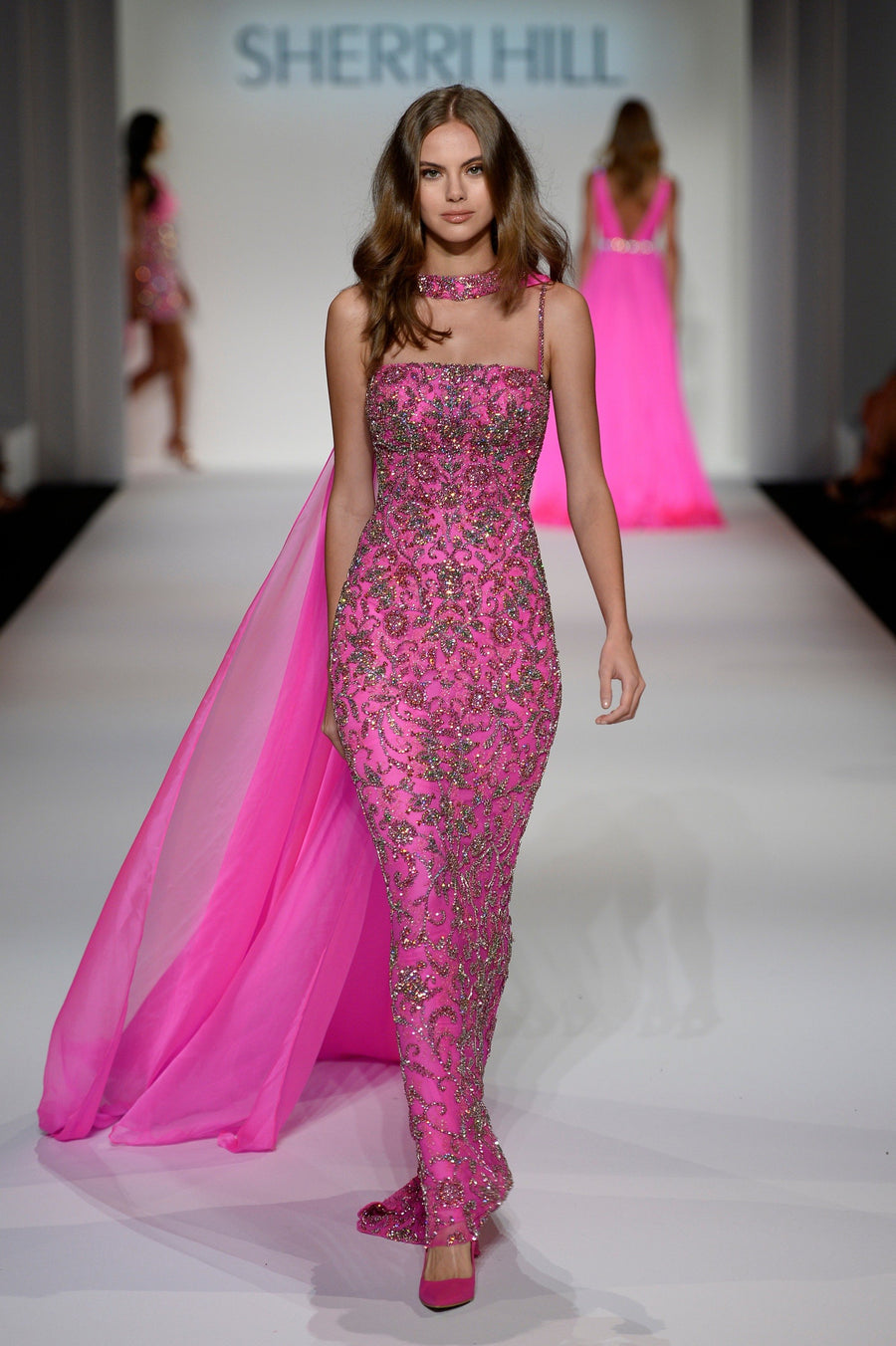 Sherri Hill style 44880 in fuchsia/multi