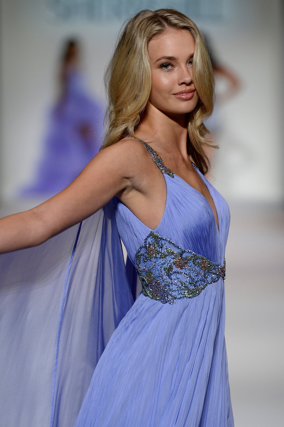 Sherri Hill 44860 V-neck chiffon gown with beaded bodice