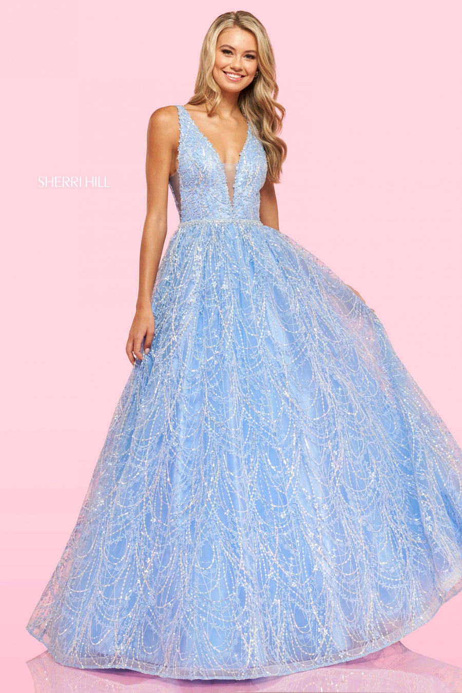 Sherri Hill style 54041 in periwinkle, Glitter Ballgown