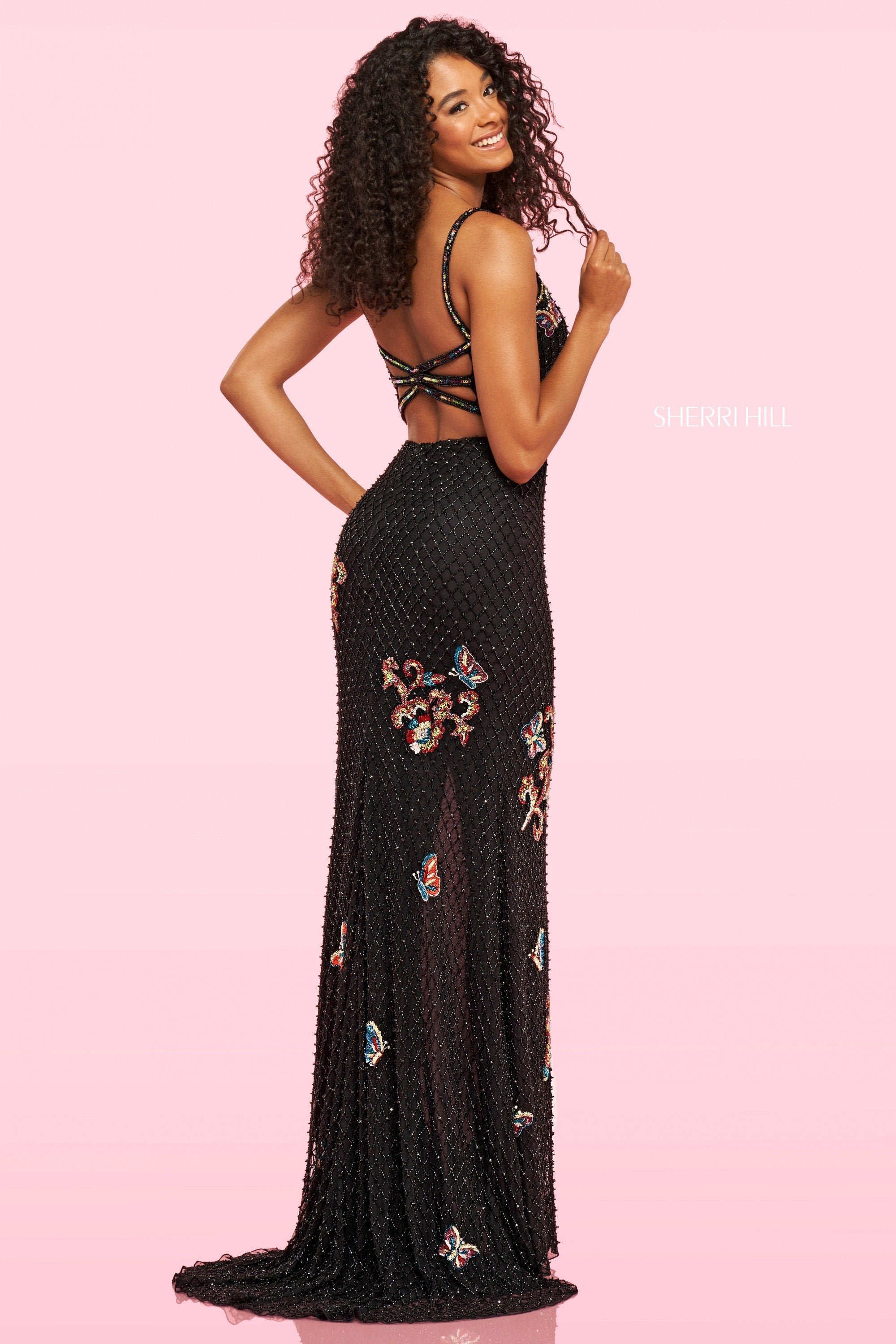 Sherri Hill 54141 | Beaded Fitted Dress with Skirt Slit