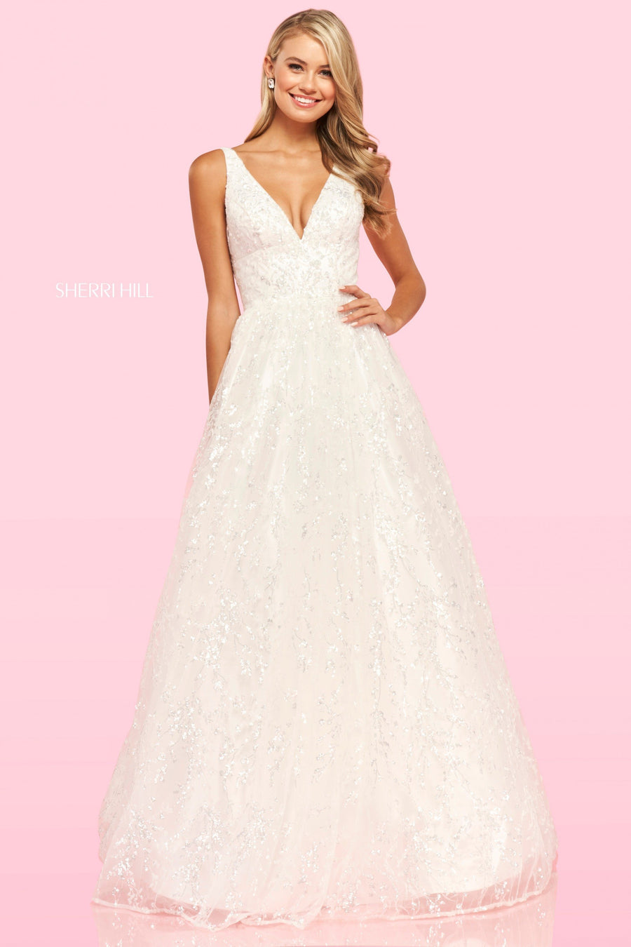 Sherri Hill style 54177 in red, Sequin Lace Ball Gown