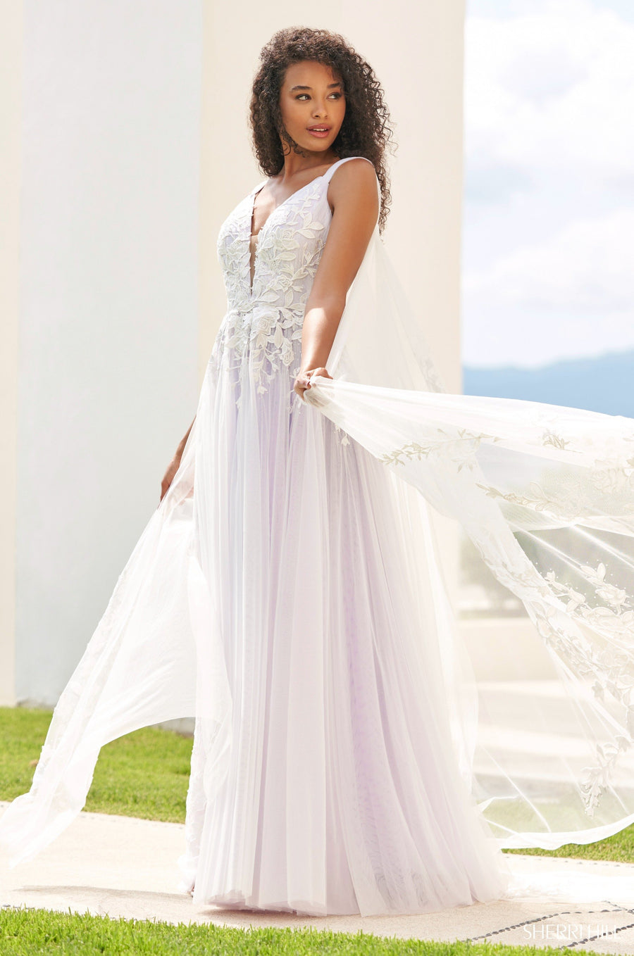 Sherri Hill style 54859 in ivory/ivory, Tulle Ballgown