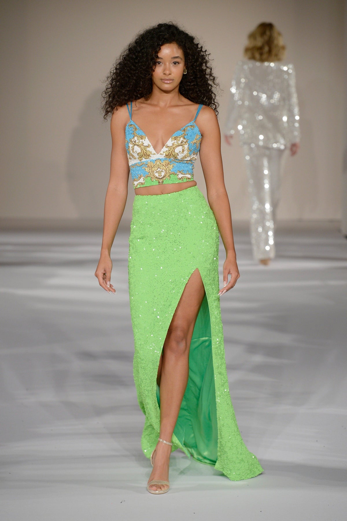 Sherri Hill 55076 two-piece sequin gown